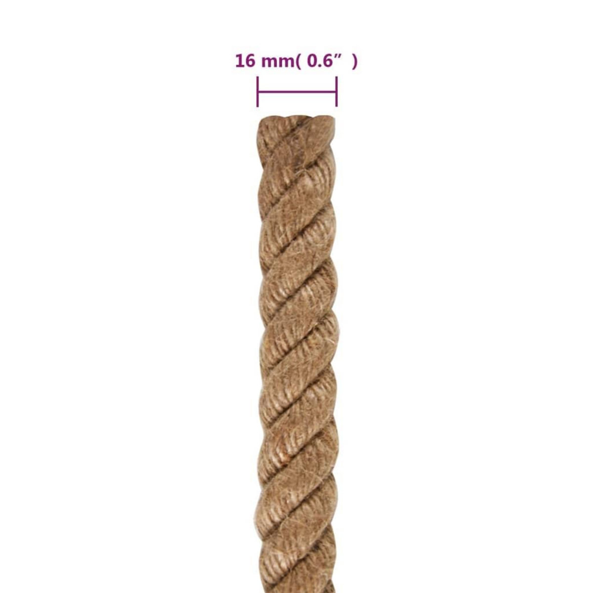 VIDAXL Corde de jute 50 m de long 16 mm d'epaisseur