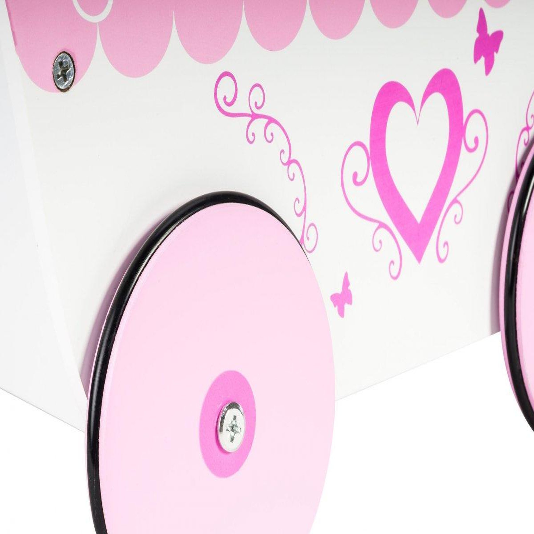 Voir la diapositive 3 : MAMABRUM Landau Poussette pour Poupée en Bois pour Enfants - Poussoir 47*26,5*40 cm - Chariot Rose
