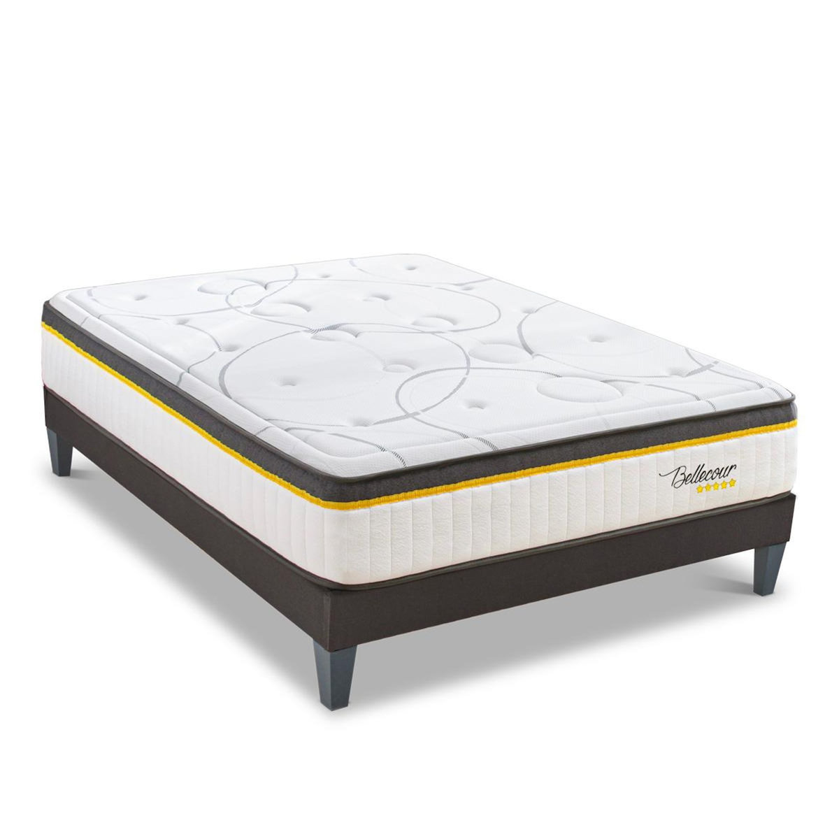 BELLECOUR BELLECOUR LITERIE | Ensemble BELLECOUR 3.0 | Matelas Ressorts ensachés + Sommier Bois