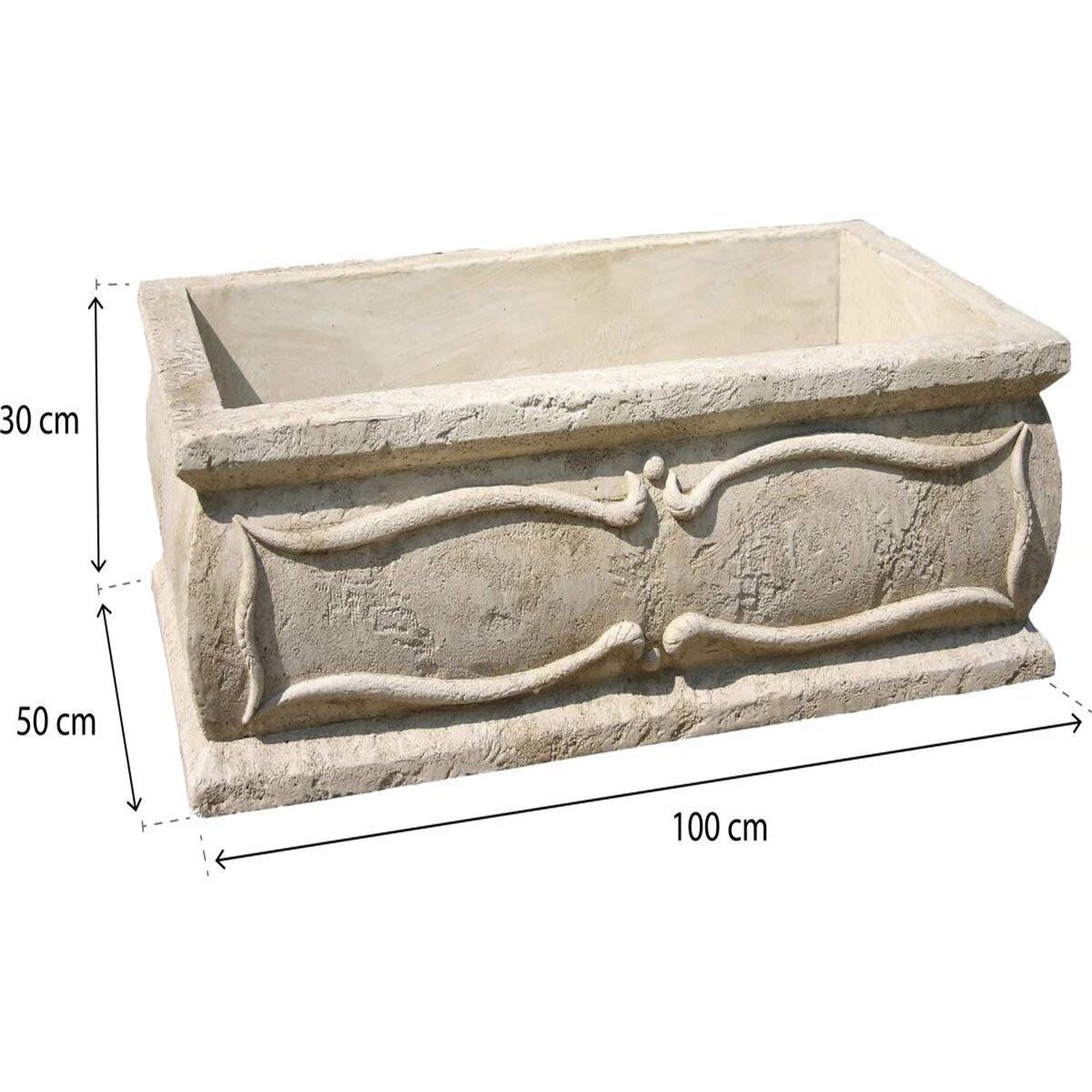 Voir la diapositive 2 : Habitat et Jardin Grande jardinière  Verone - en pierre - 50 x 100 x 30 cm