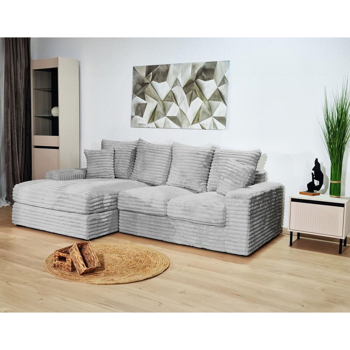 LISA DESIGN Andy - canapé d'angle gauche 4 places en fausse fourrure côtelée