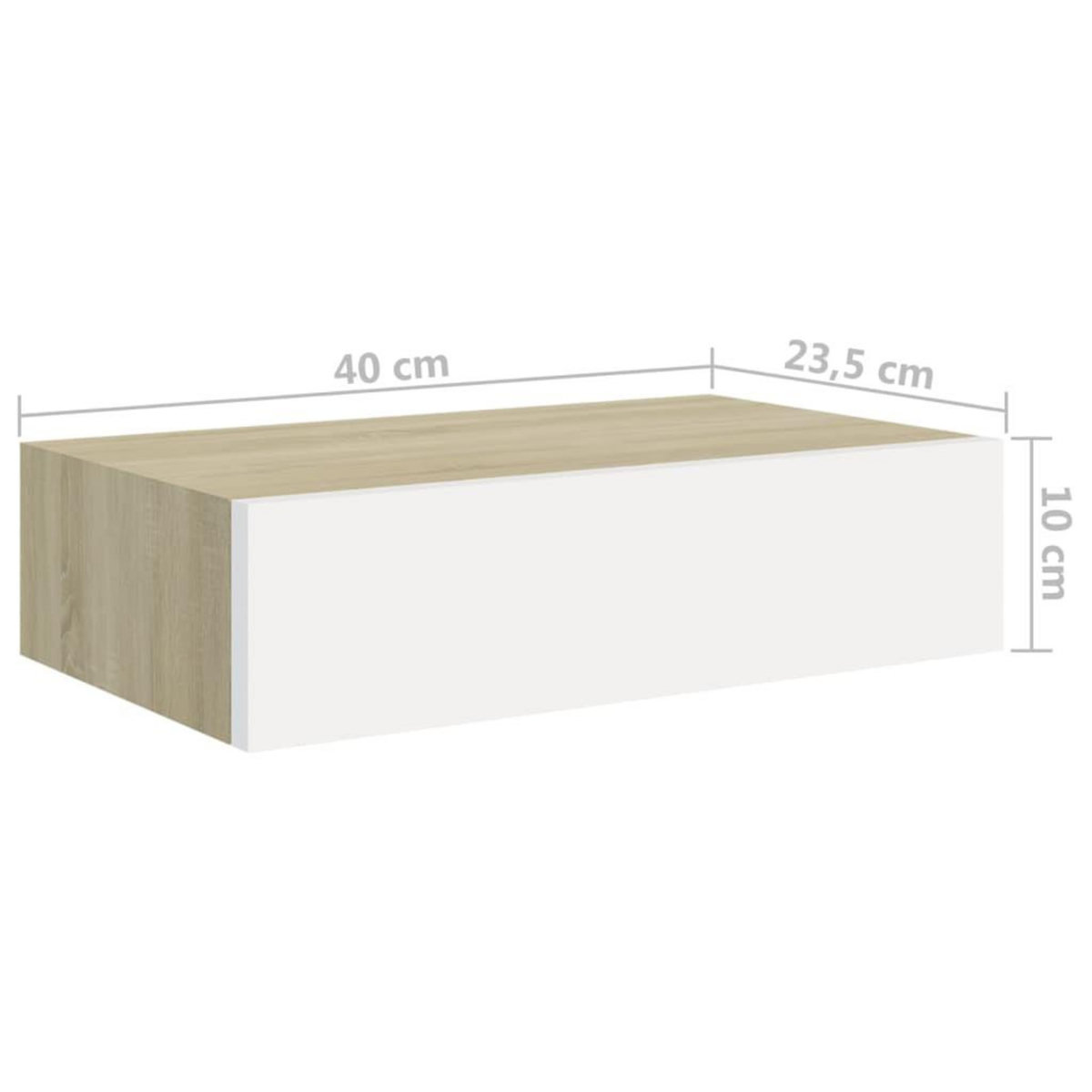 VIDAXL Etagere a tiroir murale chene et blanc 40x23,5x10 cm MDF