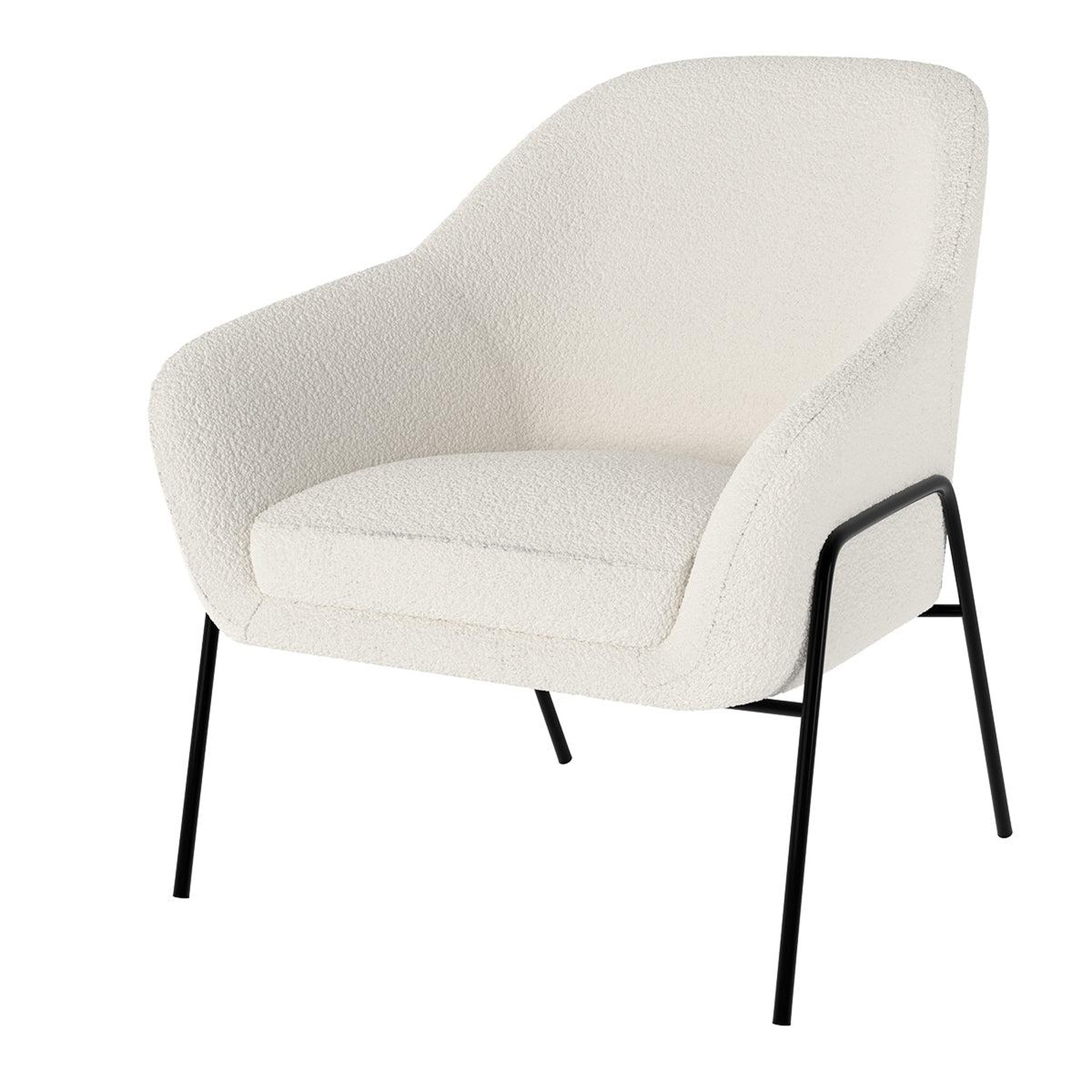 MAISON PAVANE Fauteuil blanc effet laine bouclette-aubin