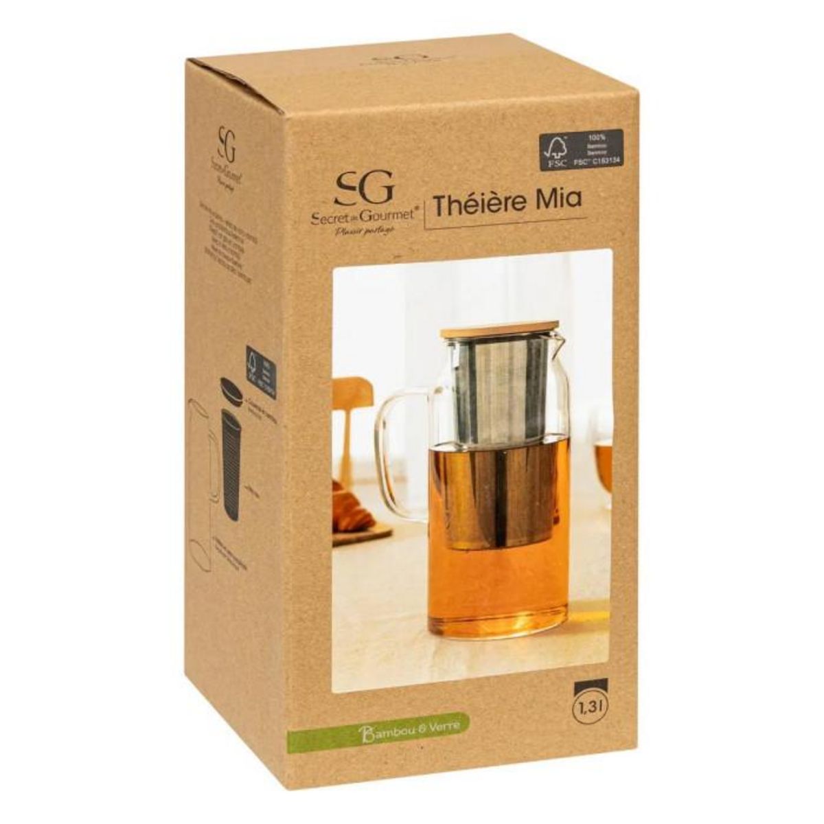SECRET DE GOURMET Théière en Verre  Mia  1,3L Transparent