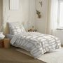 Voir la diapositive 1 : COTON PUR Pack complet housse de couette réversible pour lit 90 x 190 cm Mykonos naturel