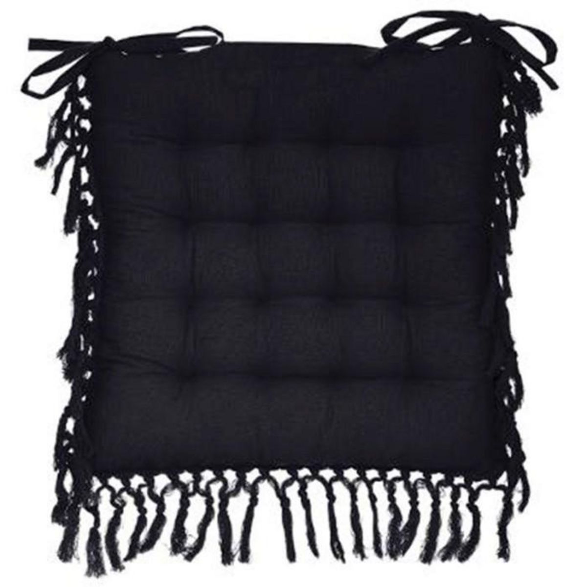 ATMOSPHERA Galette de Chaise  Macramé  40x40cm Gris Ardoise