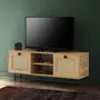 TOILINUX Meuble TV en panneaux de particules avec rangements - Beige