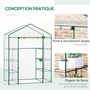 Voir la diapositive 5 : OUTSUNNY Serre de jardin balcon terrasse 8 étagères dim. 143L x 73l x 195H cm acier PVC imperméable anti-UV transparent vert