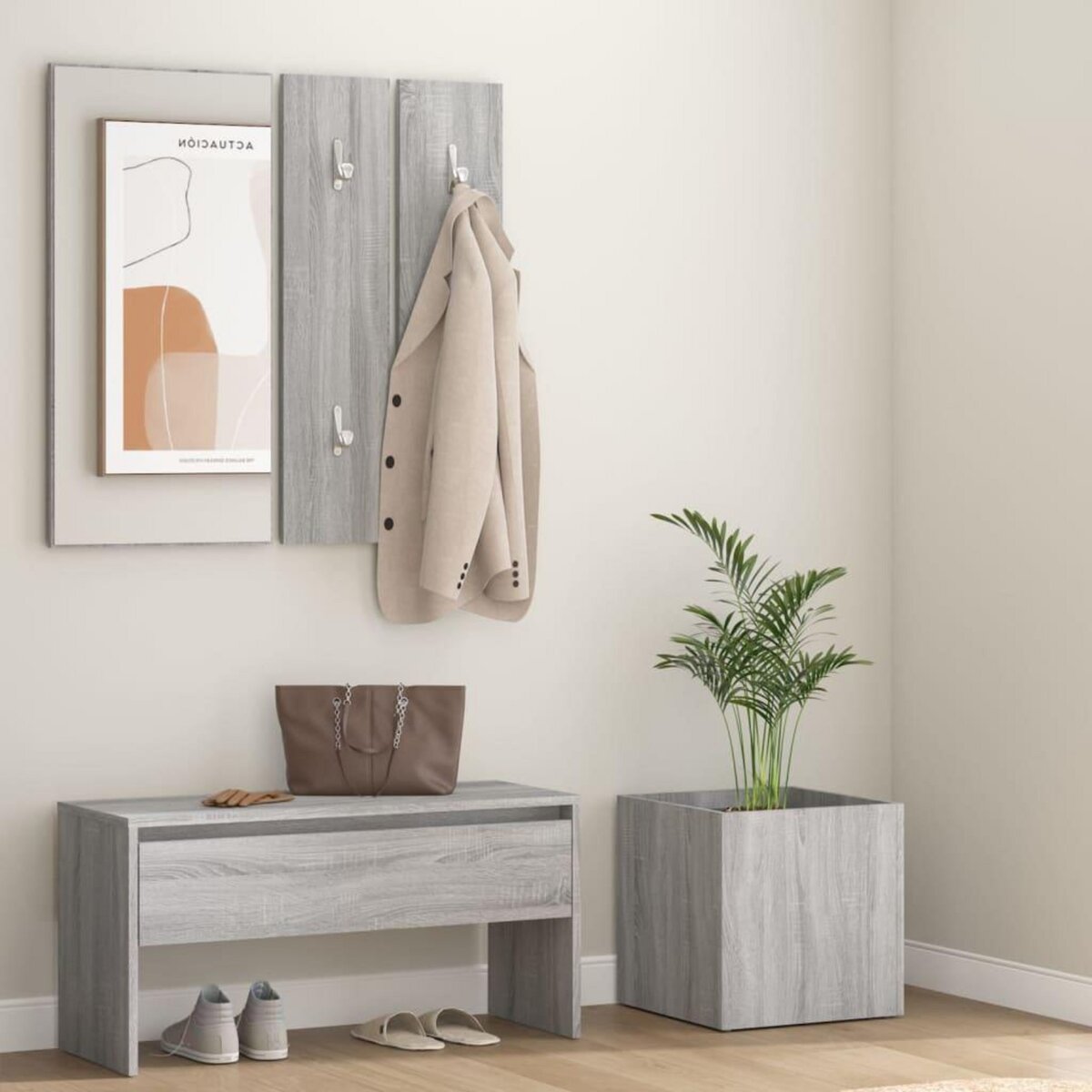 VIDAXL Ensemble de meubles de couloir Sonoma gris Bois d'ingenierie