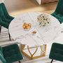 Voir la diapositive 4 : MERAX Table à manger ronde fixe blanc+doré - 100x100-100max.cm mdf et métal