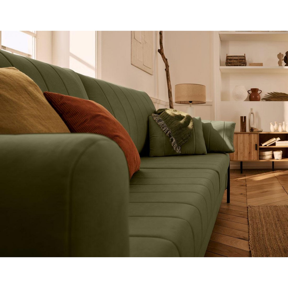 LISA DESIGN Ercolano - canapé 3 places convertible - couchage quotidien - matelas 11 cm - en velours