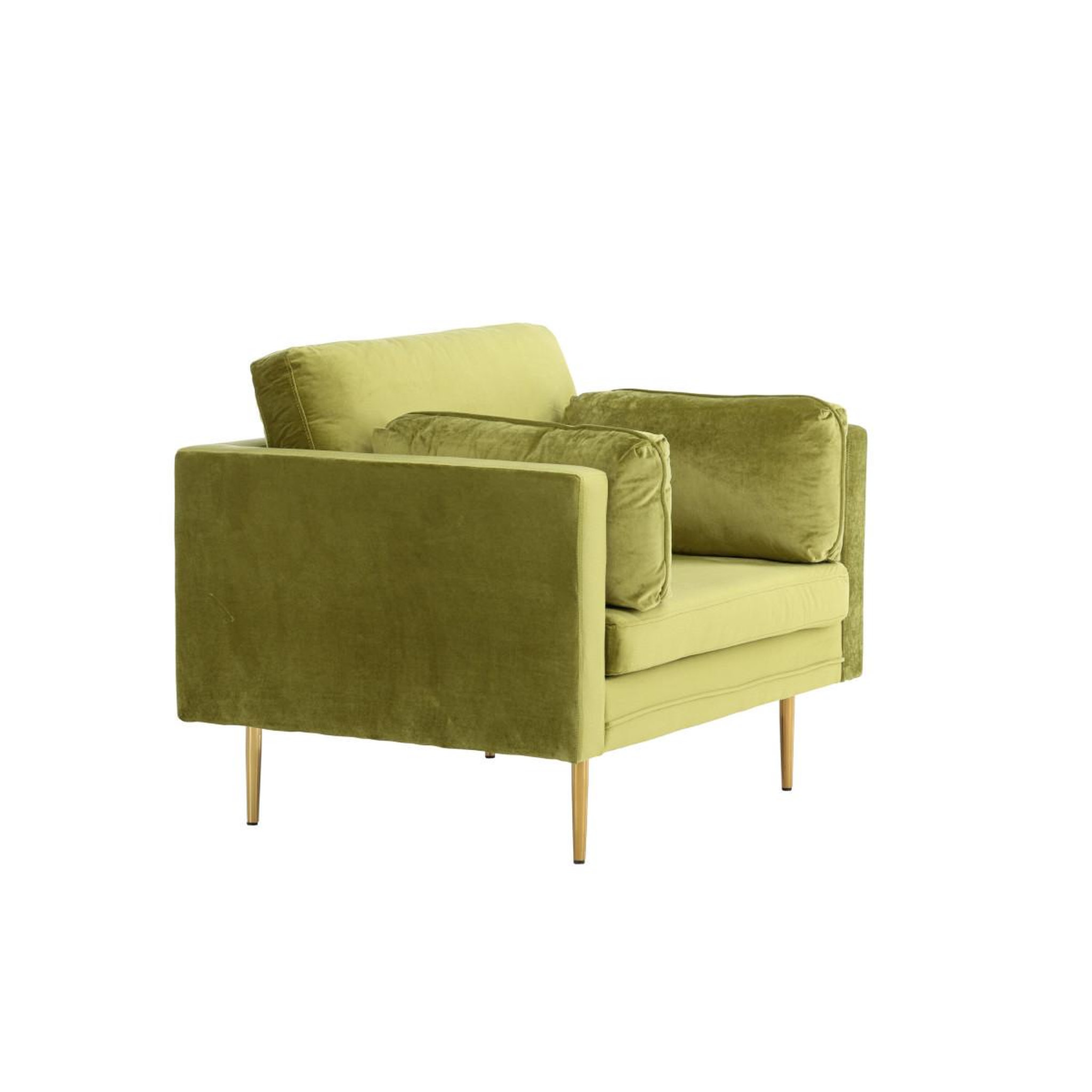Voir la diapositive 4 : Paris Prix Fauteuil design en velours  boom  110cm vert & or