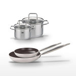 ELO Lot de 2 Poêles 24/28 cm avec revêtement céramique sans PFAS & 2 Faitouts 16/20 cm Elo Bistro Line Citrin