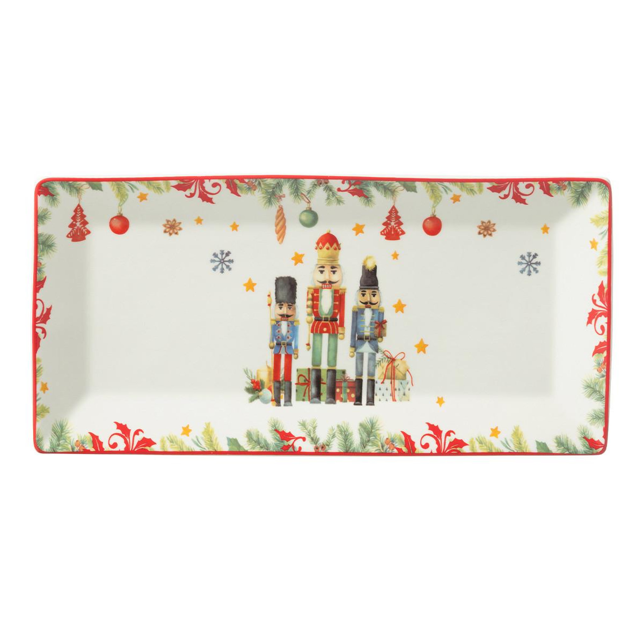 J-LINE Assiette de présentation de noël  casse-noisette  33cm blanc