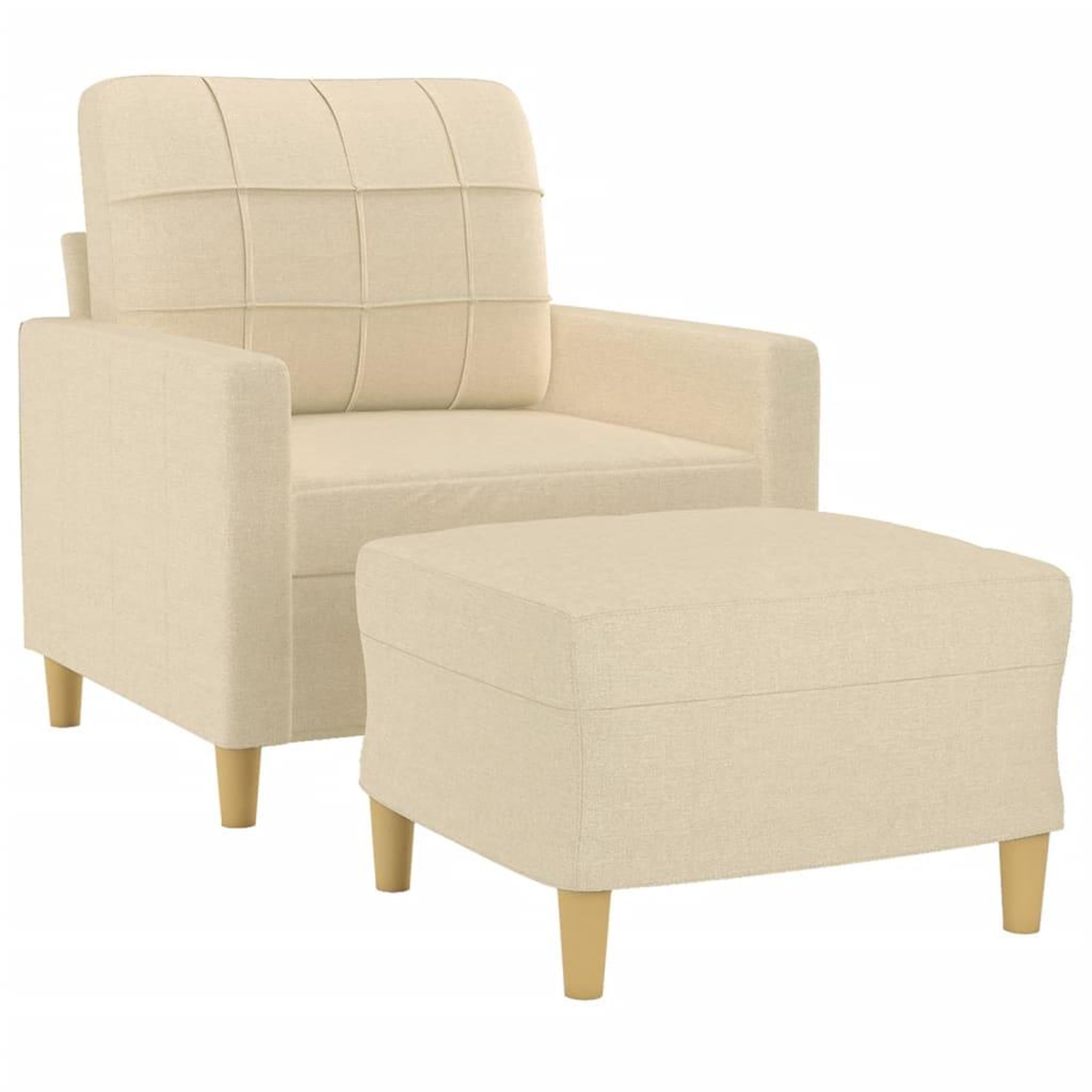 Voir la diapositive 3 : VIDAXL Fauteuil avec repose-pied Creme 60 cm Tissu