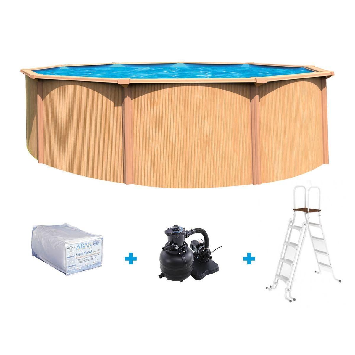 trigano Piscine ronde hors sol en acier aspect bois CANYON 3,90 m