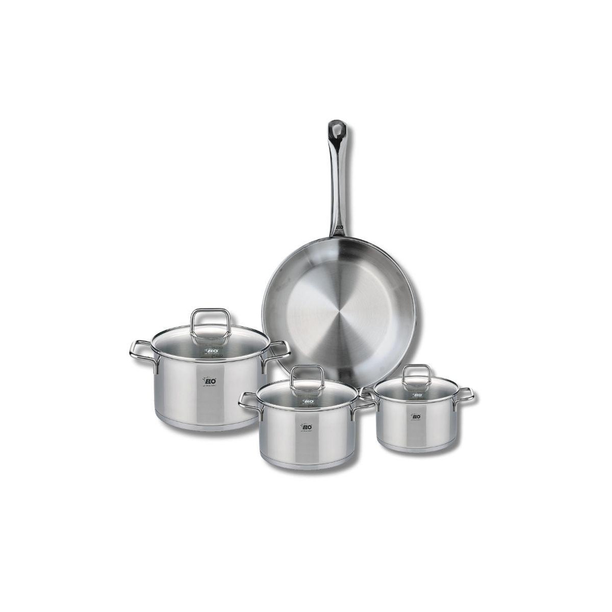 ELO Ensemble de 1 poêle de cuisson 24 cm et 3 faitouts 12, 14 et 16 cm elo profi citrin