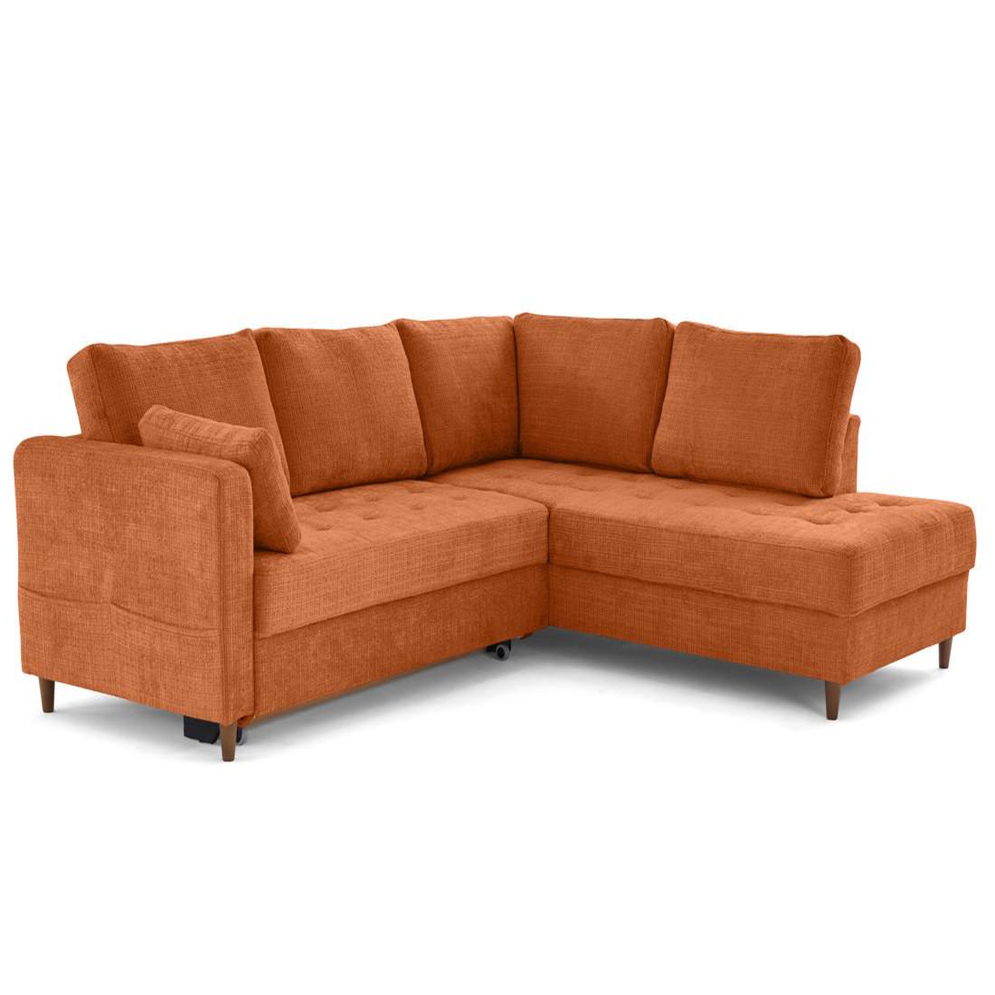 Voir la diapositive 3 : LISA DESIGN Anna - canapé d'angle droit 5 places convertible en velours texturé
