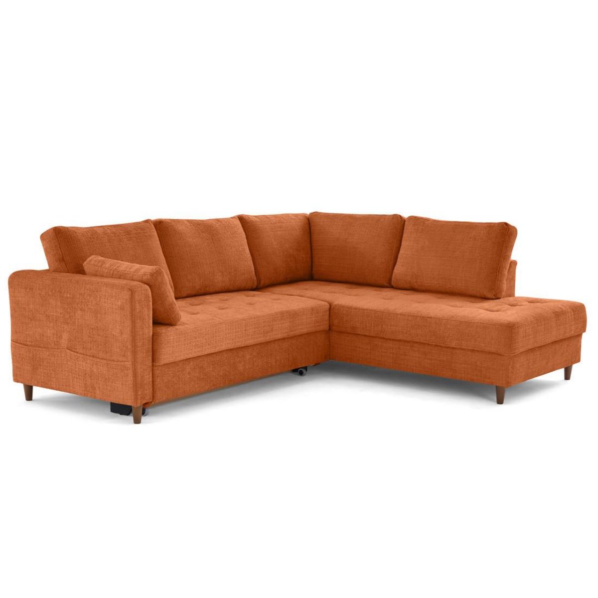 LISA DESIGN Anna - canapé d'angle droit 5 places convertible en velours texturé