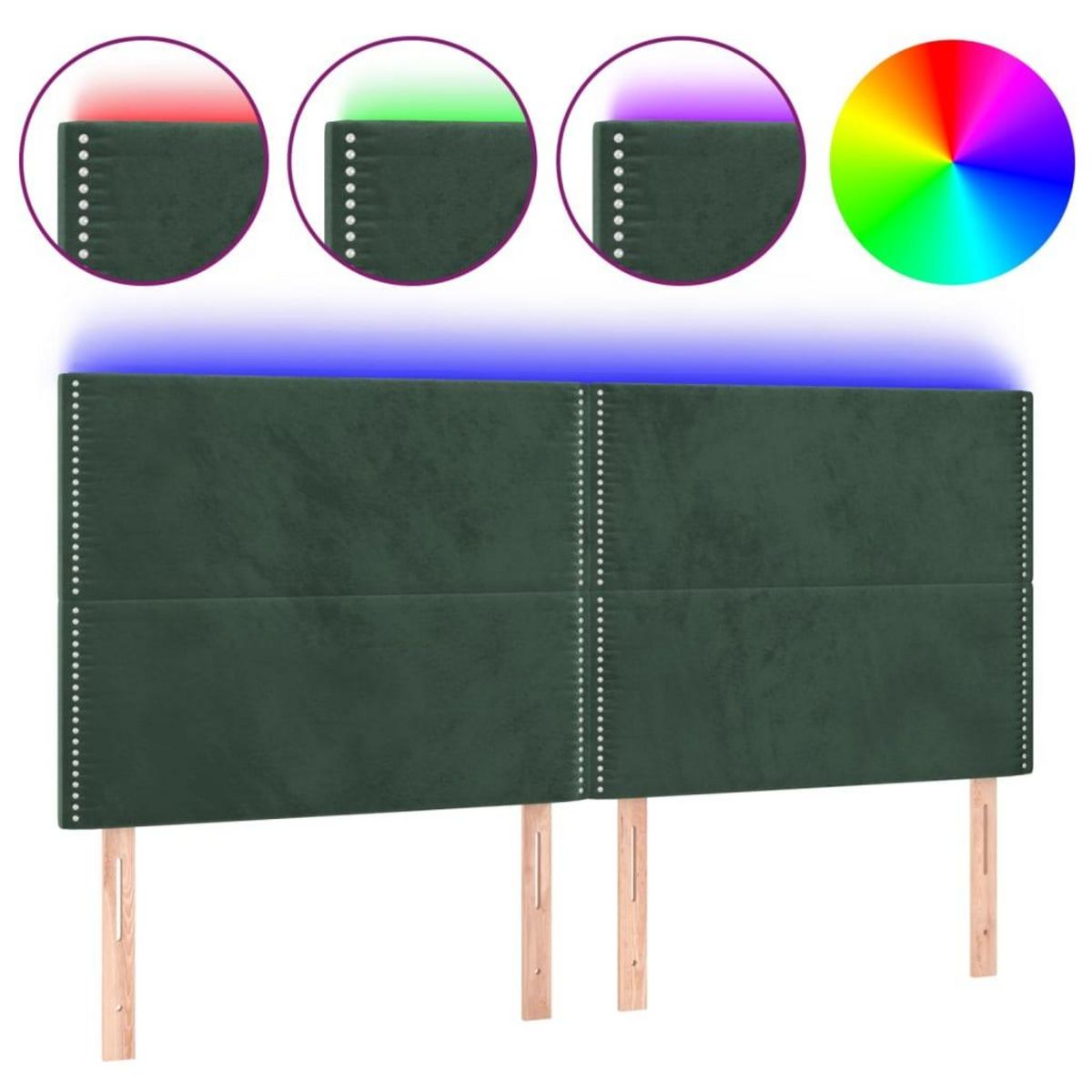 VIDAXL Tete de lit a LED Vert fonce 200x5x118/128 cm Velours