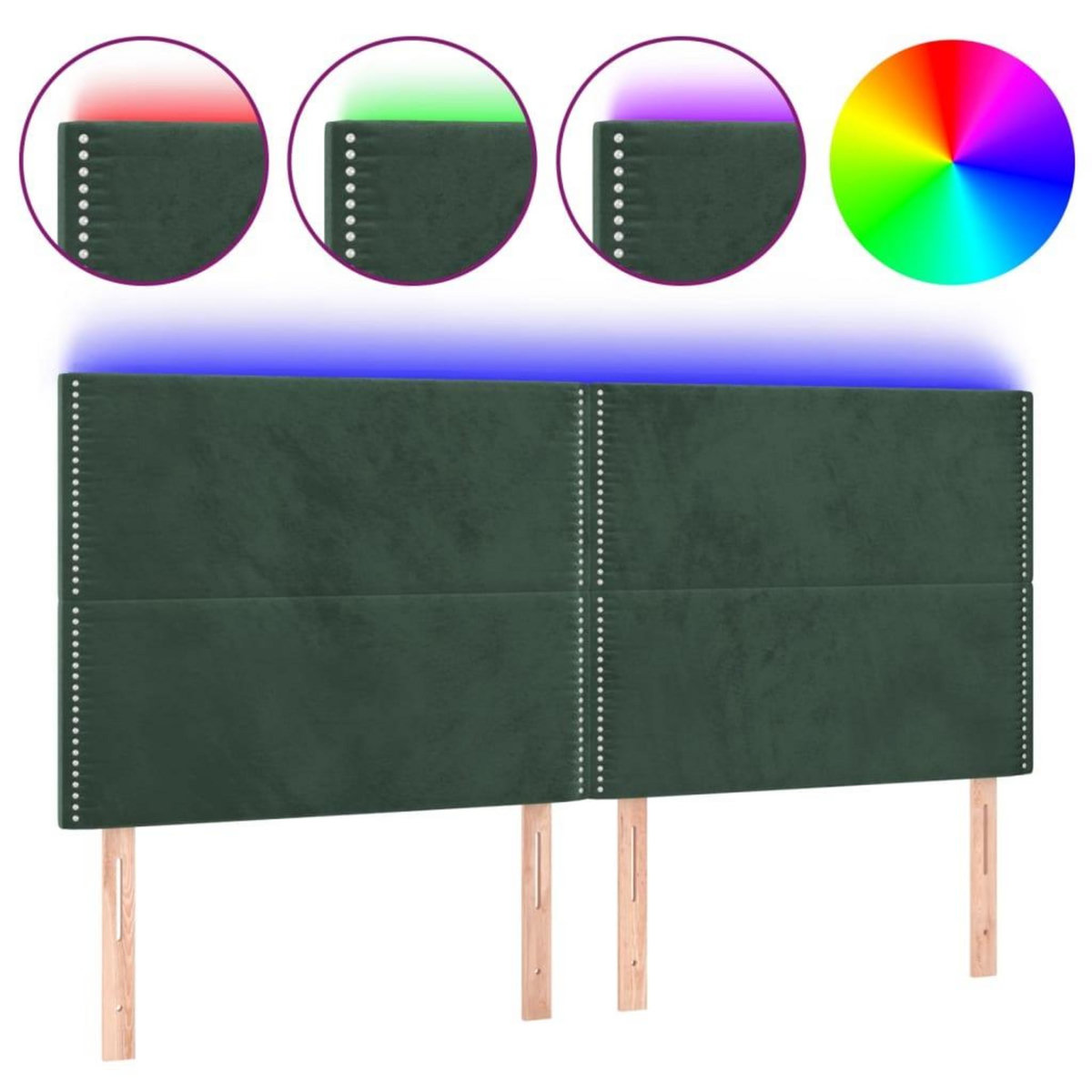 VIDAXL Tete de lit a LED Vert fonce 200x5x118/128 cm Velours