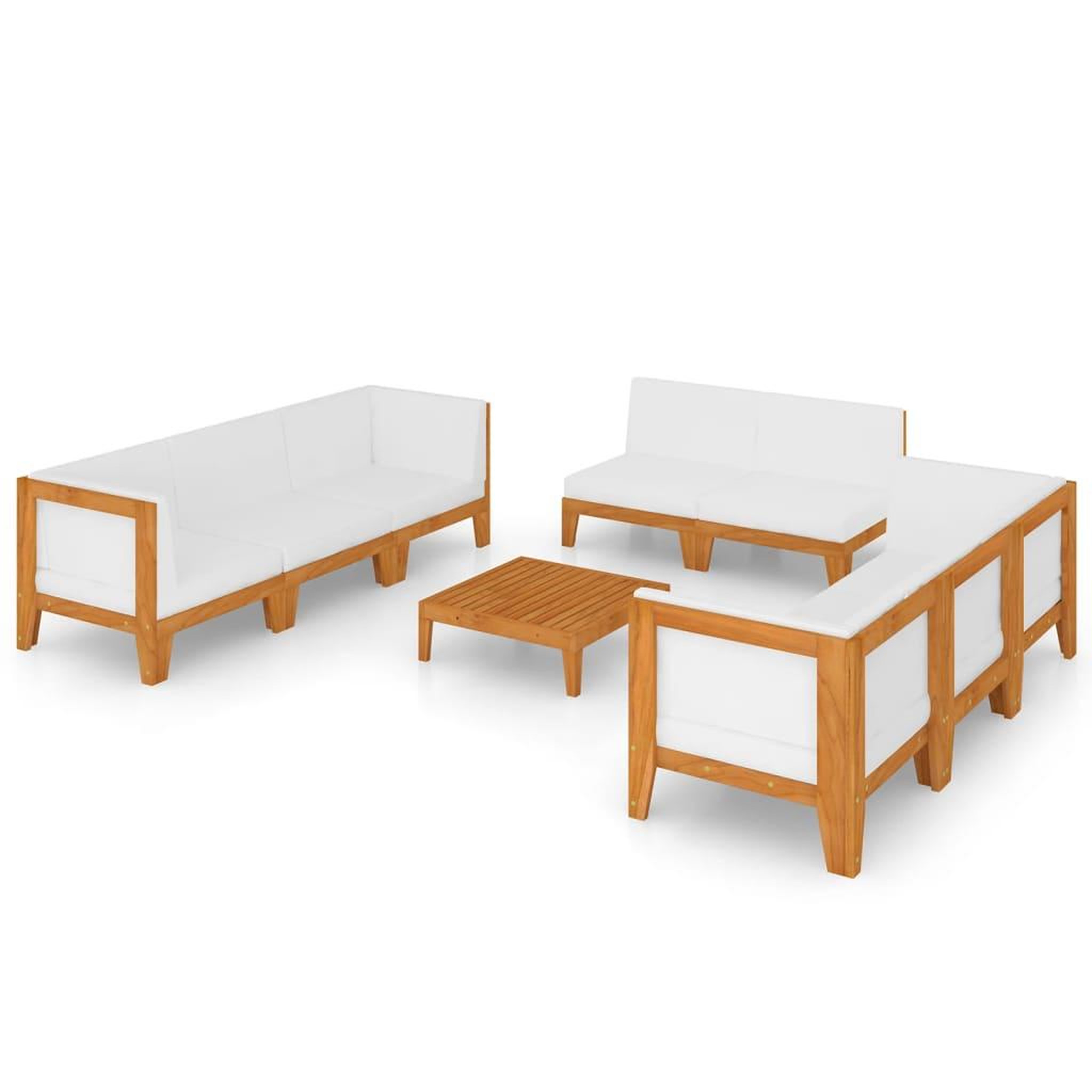 Voir la diapositive 2 : VIDAXL Salon de jardin 9 pcs avec coussins Bois d'acacia solide