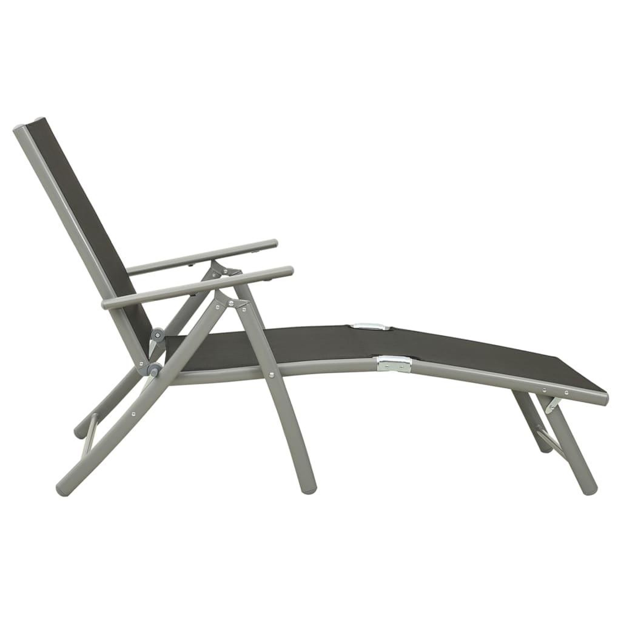Voir la diapositive 3 : VIDAXL Chaise longue pliable Textilene et aluminium noir et argente