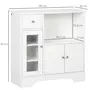 HOMCOM Buffet de cuisine meuble de rangement moderne avec porte en verre, tiroir, grande niche et étagères réglables, 80 x 30 x 82 cm, blanc