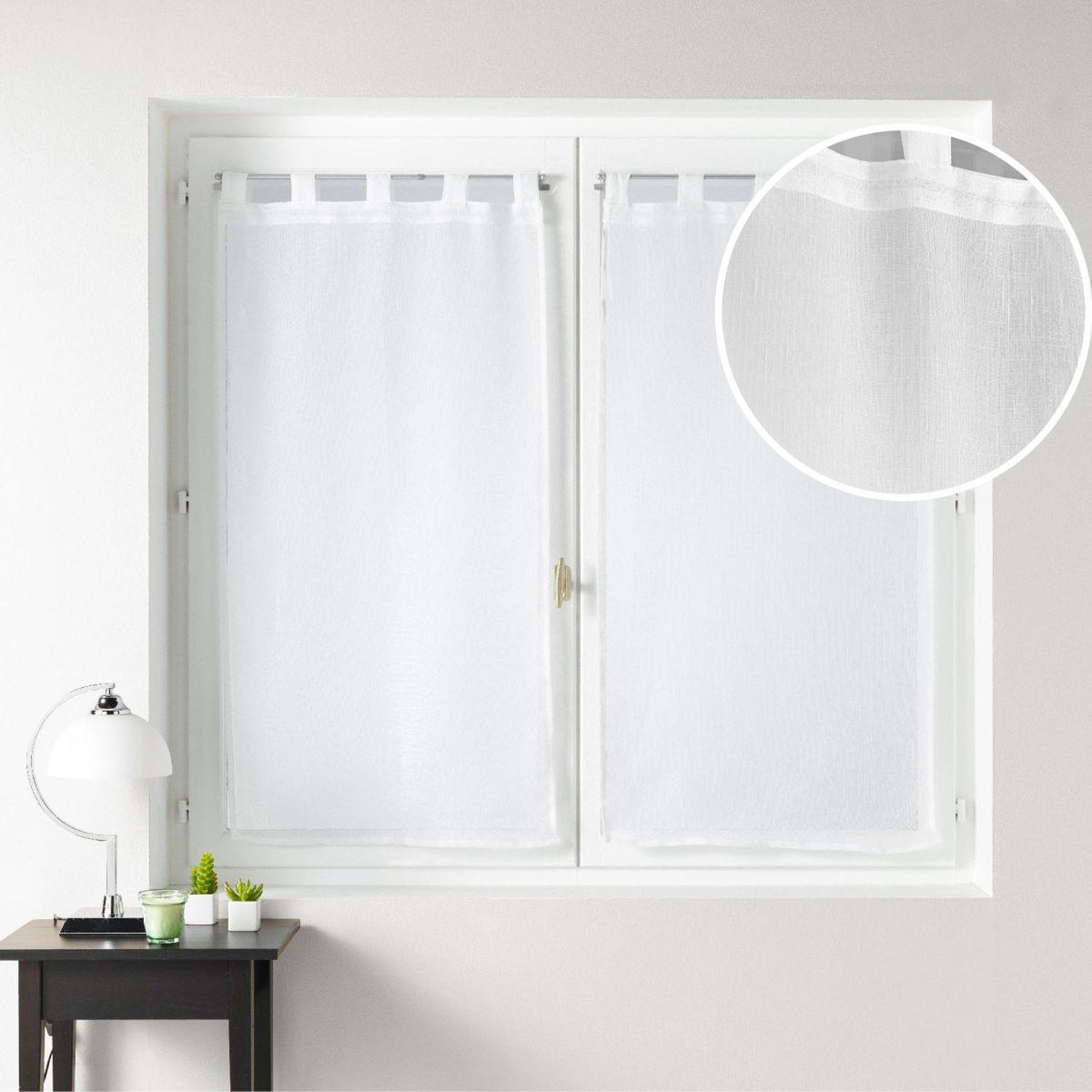 Voir la diapositive 4 : Douceur d'Intérieur Paire de voilages à passants  luminea  60x160cm blanc