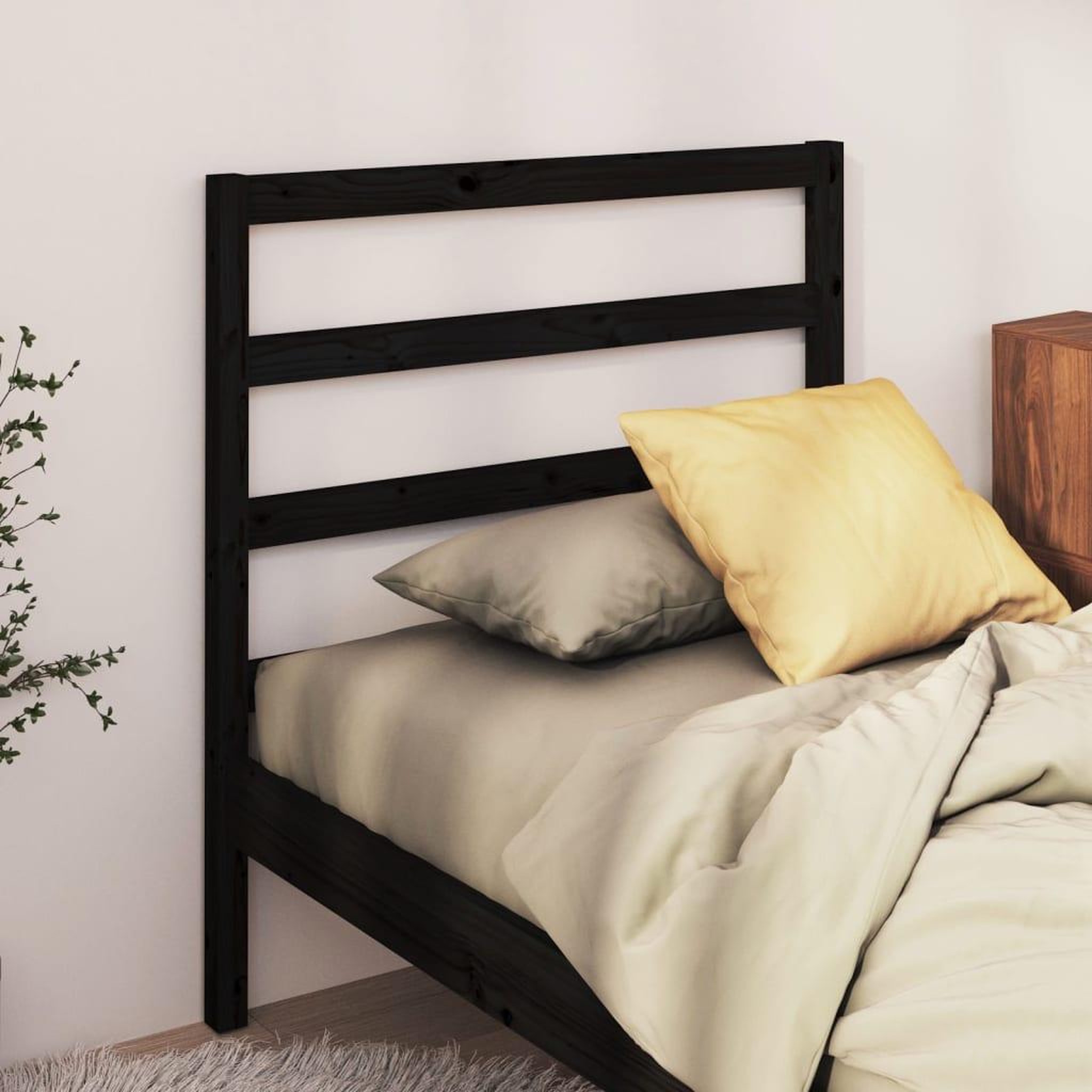 Voir la diapositive 1 : VIDAXL Tete de lit Noir 95x4x100 cm Bois massif de pin