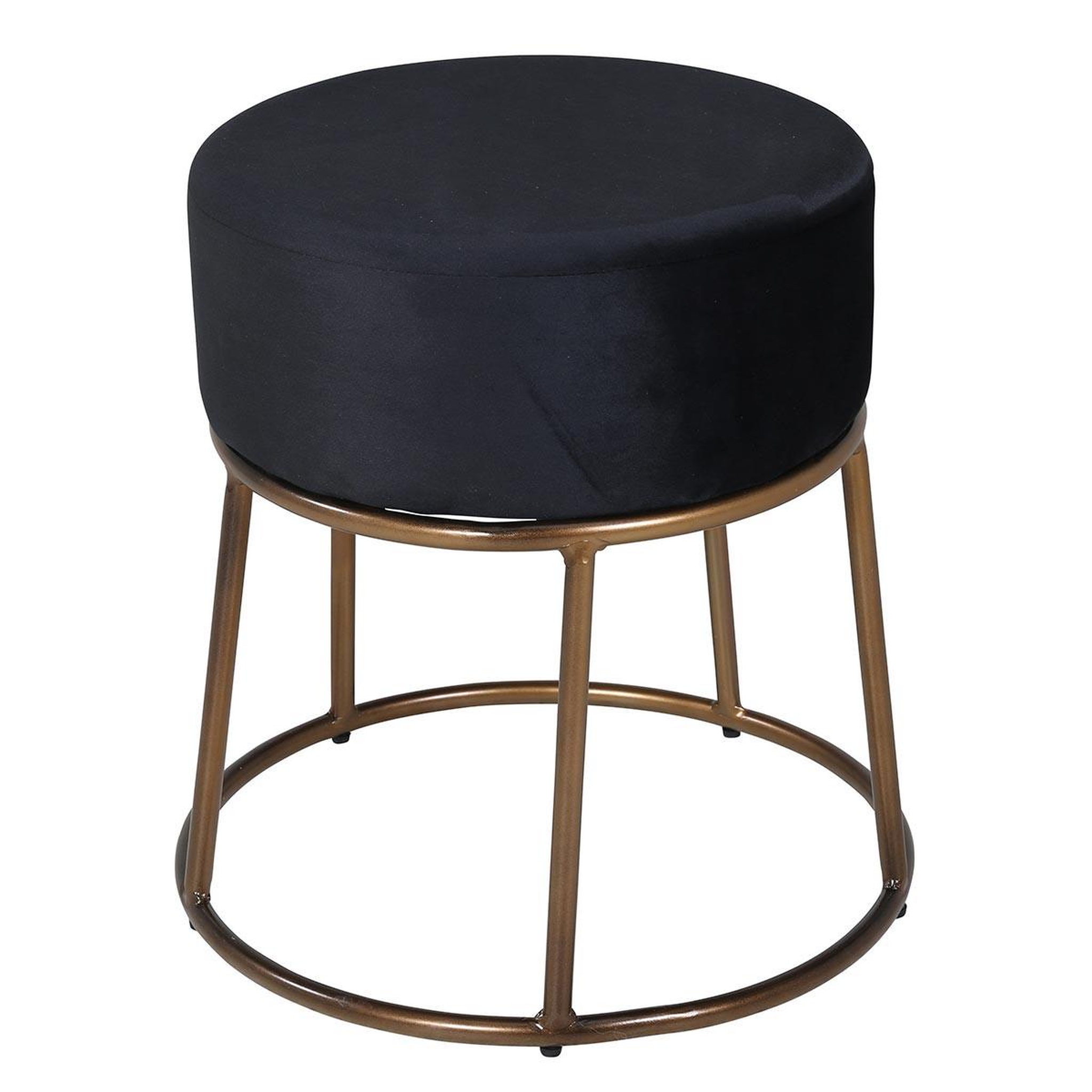Paris Prix Pouf design en velours  petra  46cm noir & cuivre