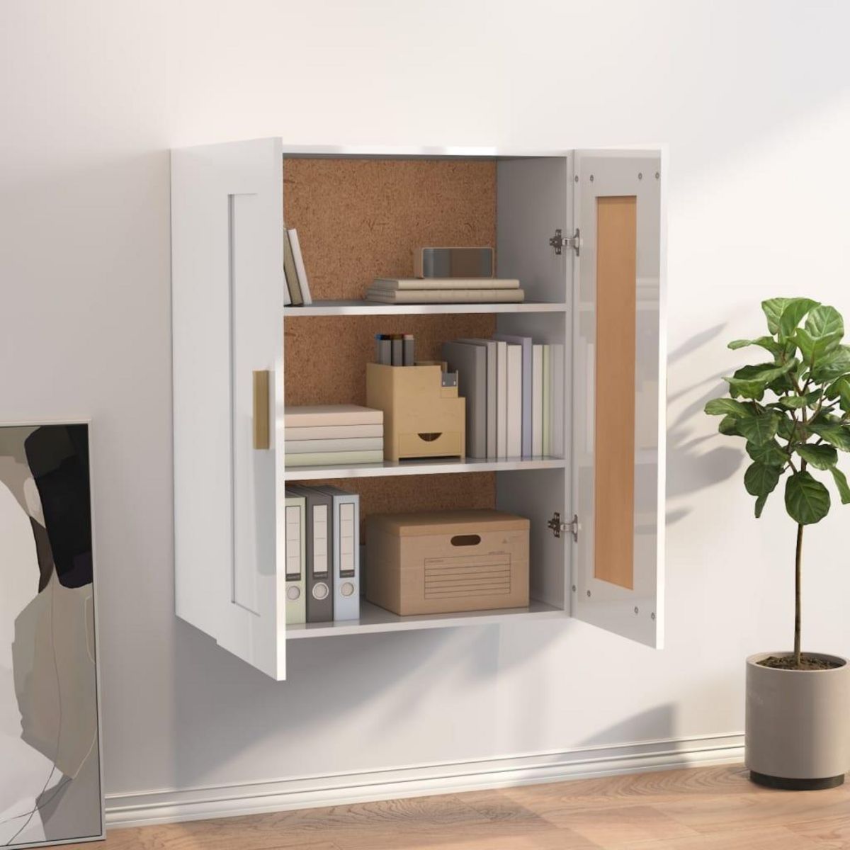 VIDAXL Armoire murale Blanc brillant 69,5x32,5x90 cm Bois d'ingenierie