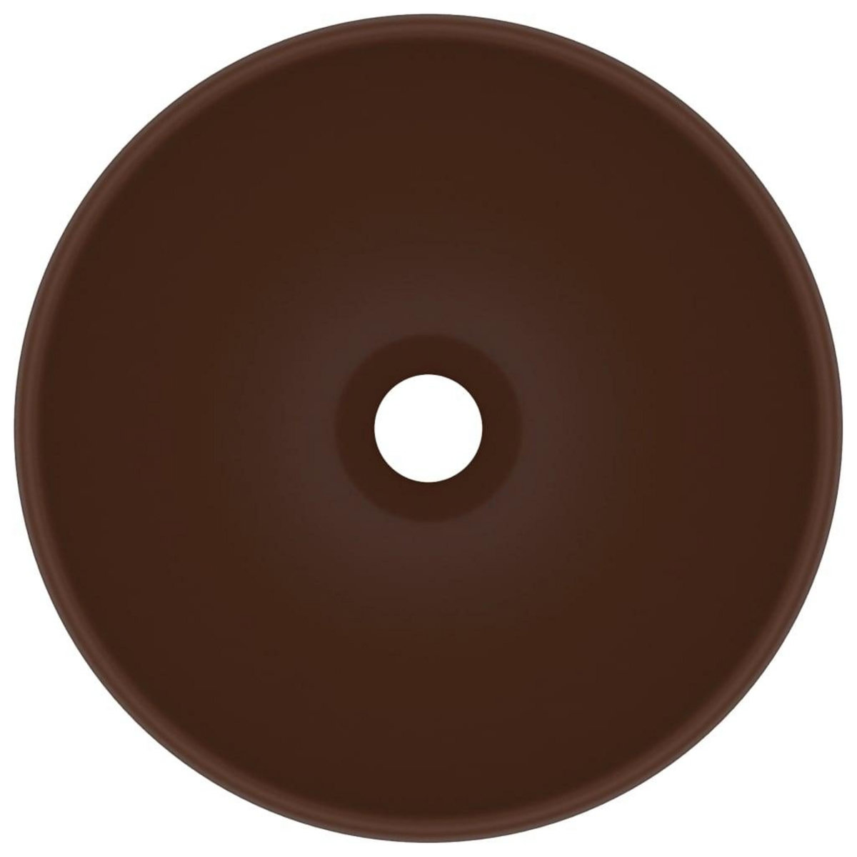 VIDAXL Lavabo rond salle de bain Marron fonce mat 32,5x14 cm Ceramique