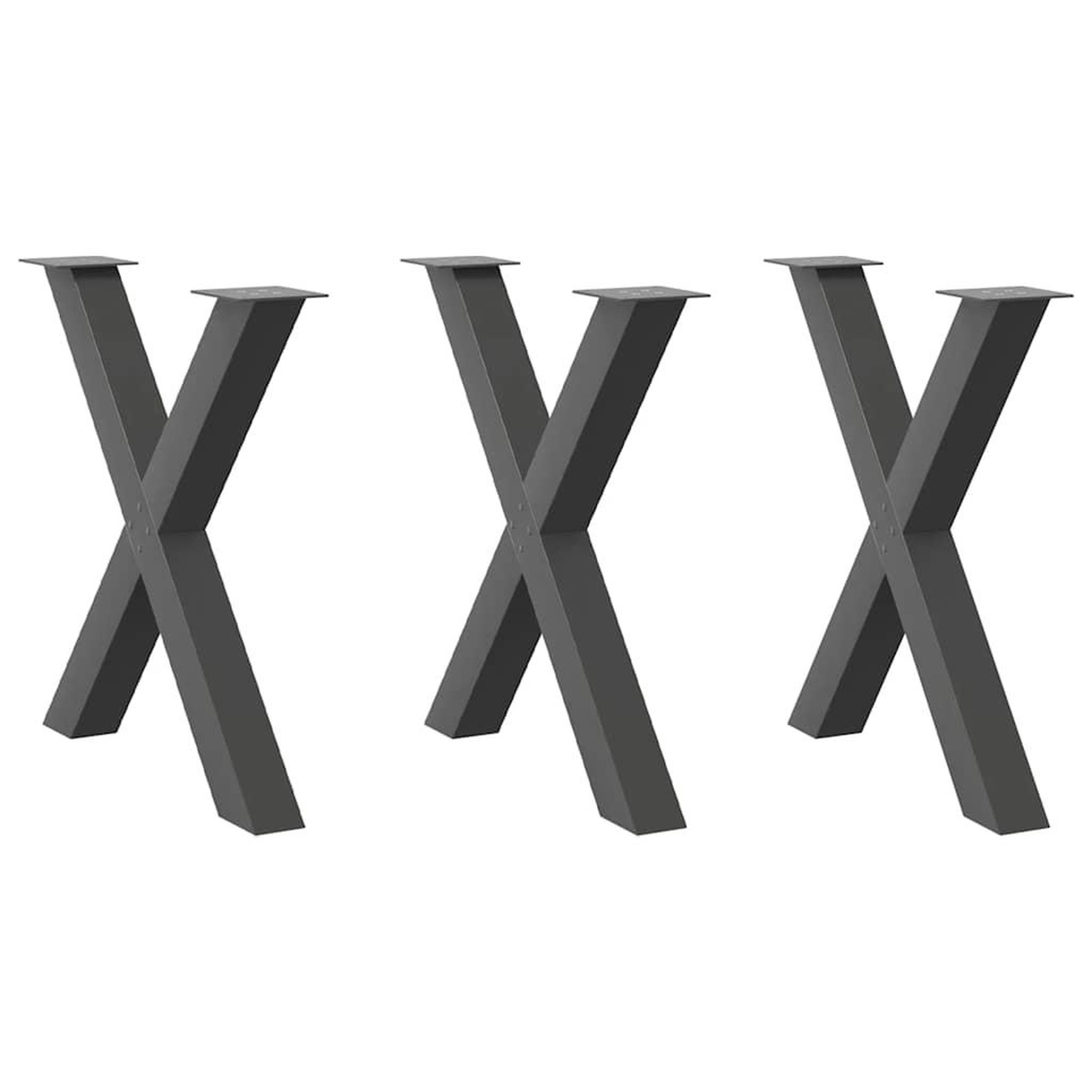 VIDAXL Pieds de table a manger forme de X 3 pcs 70x(72-73) cm acier