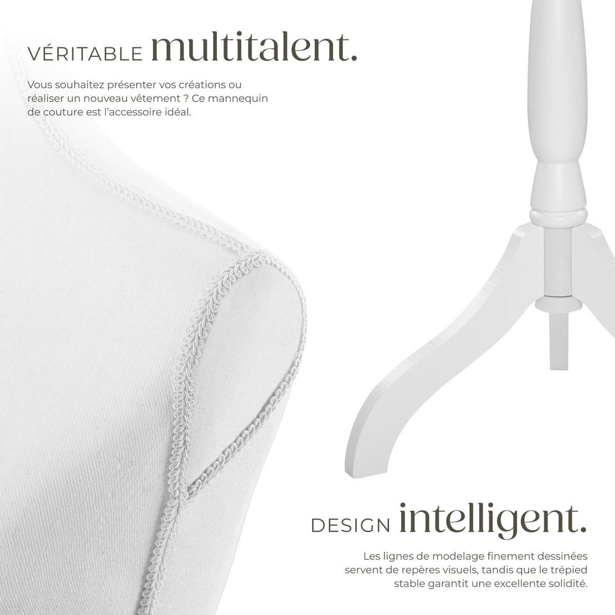 tectake Mannequin de couture torse blanc