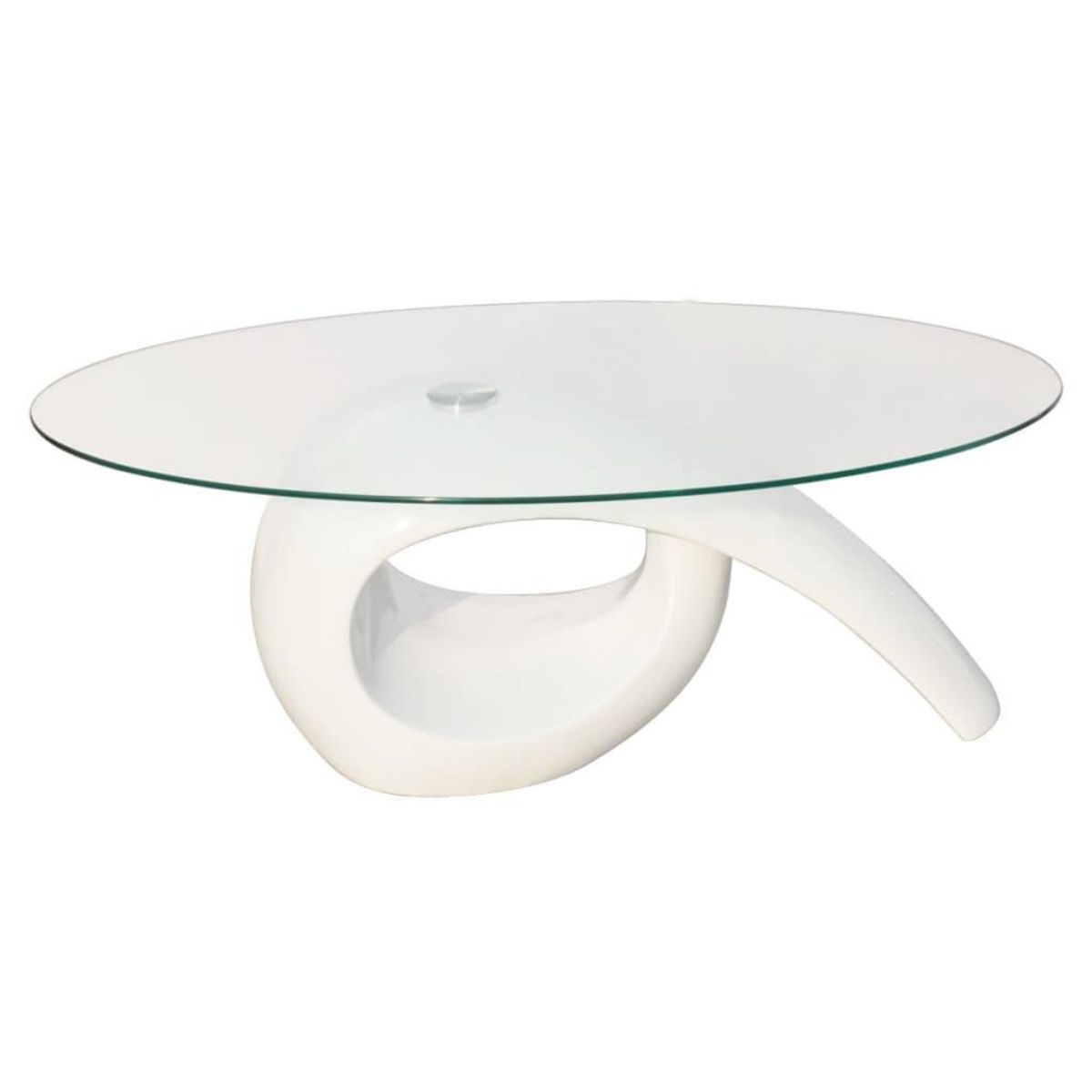 VIDAXL Table basse avec dessus de table en verre ovale Blanc brillant