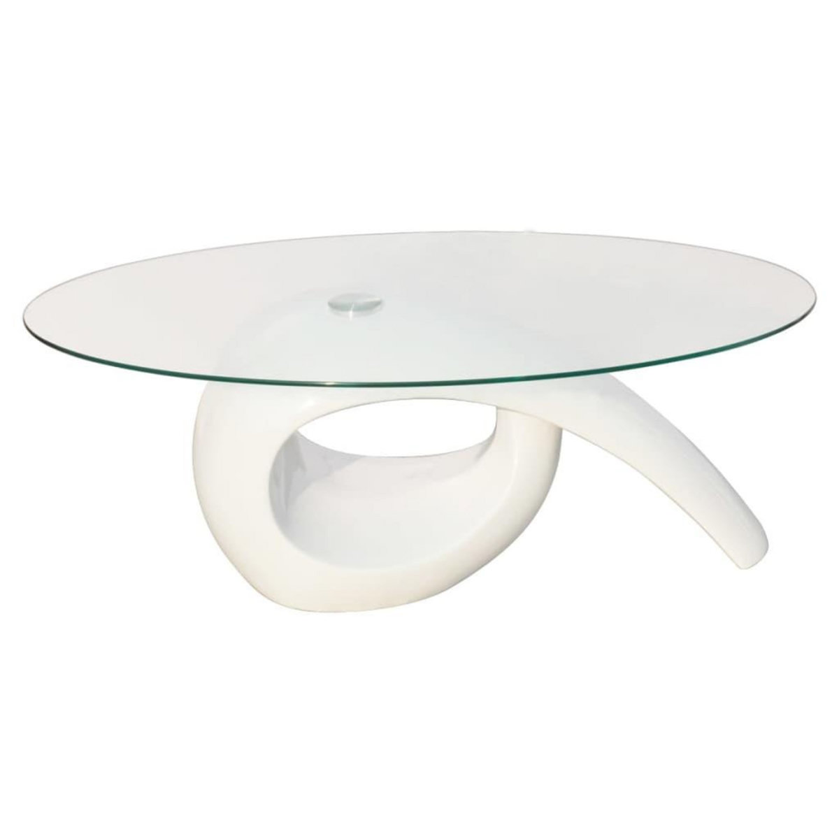 VIDAXL Table basse avec dessus de table en verre ovale Blanc brillant