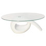 Voir la diapositive 3 : VIDAXL Table basse avec dessus de table en verre ovale Blanc brillant