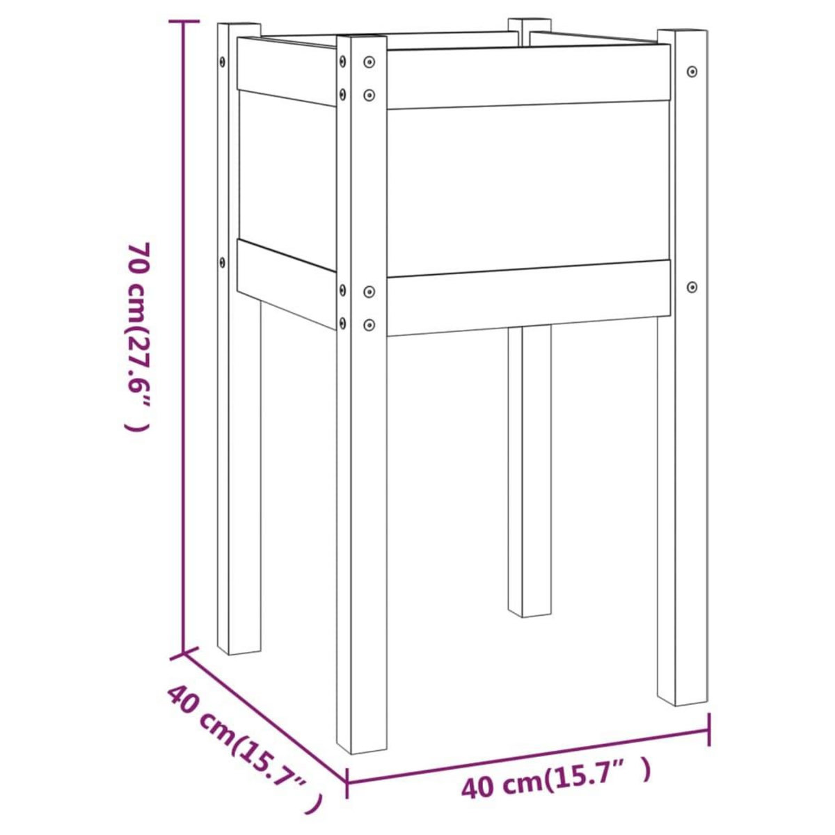 VIDAXL Jardiniere d'exterieur 40x40x70 cm bois de pin massif