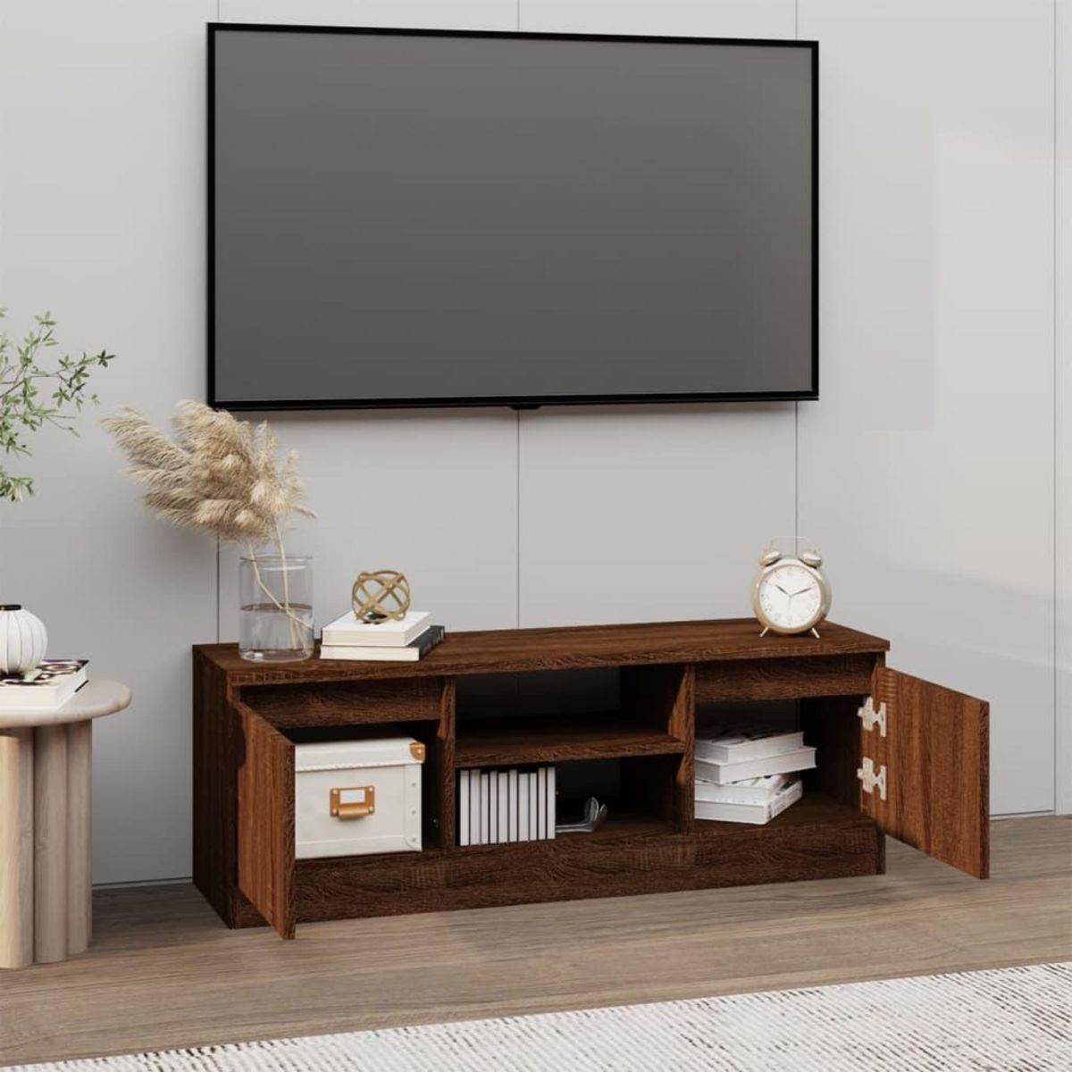 VIDAXL Meuble TV avec porte Chene marron 102x30x36 cm