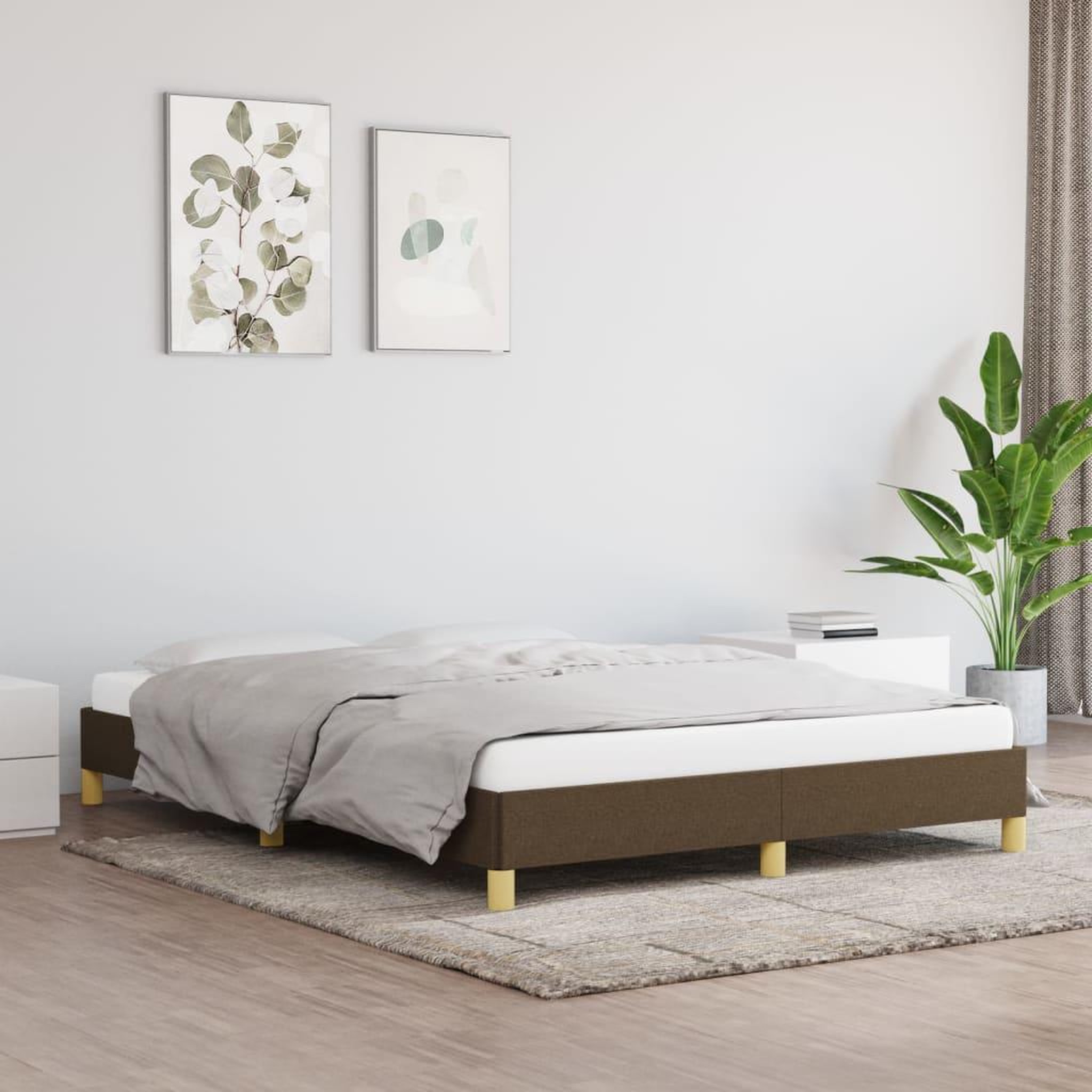 VIDAXL Cadre de lit sans matelas marron fonce 160x200 cm tissu
