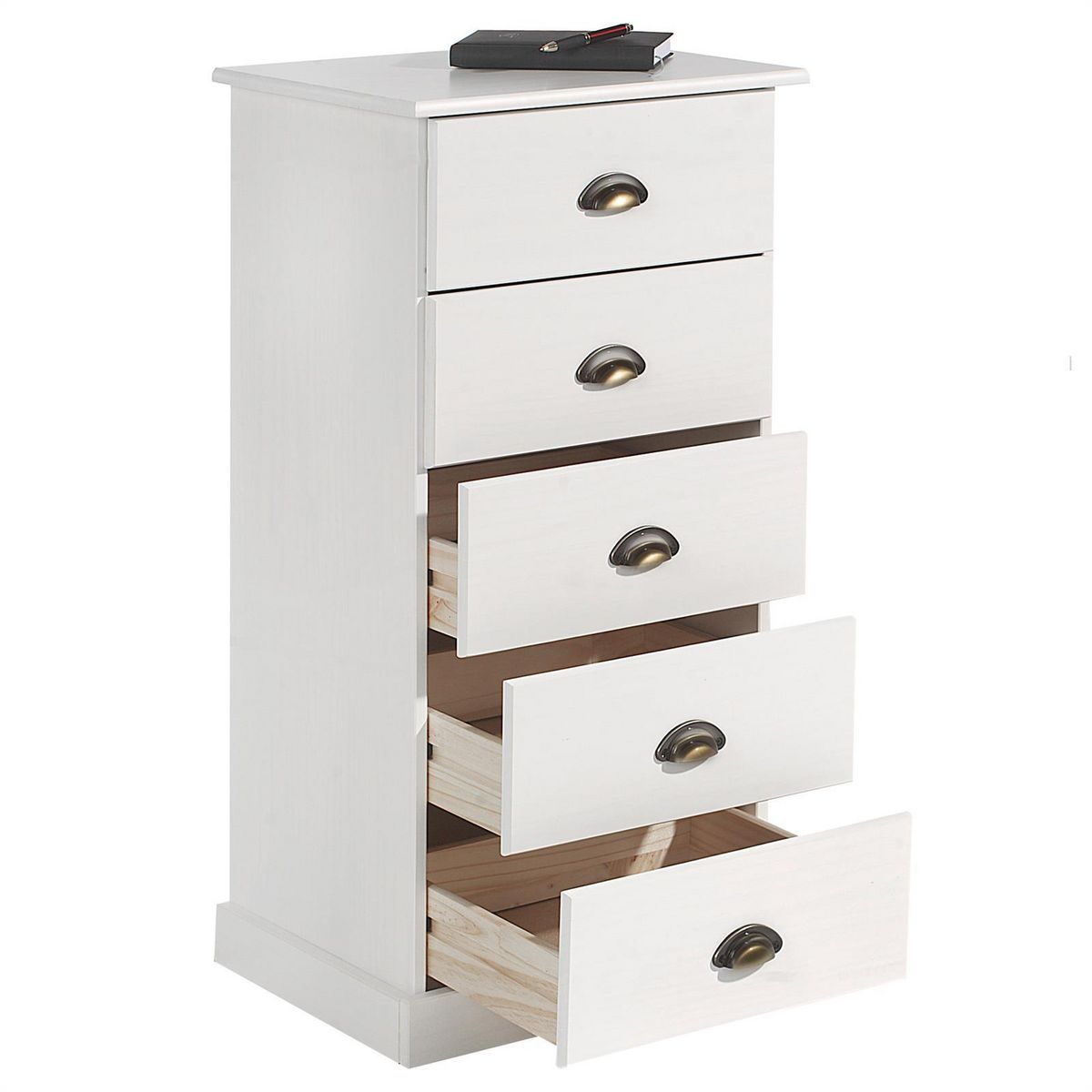 IDIMEX Chiffonnier PARIS en pin massif, 5 tiroirs