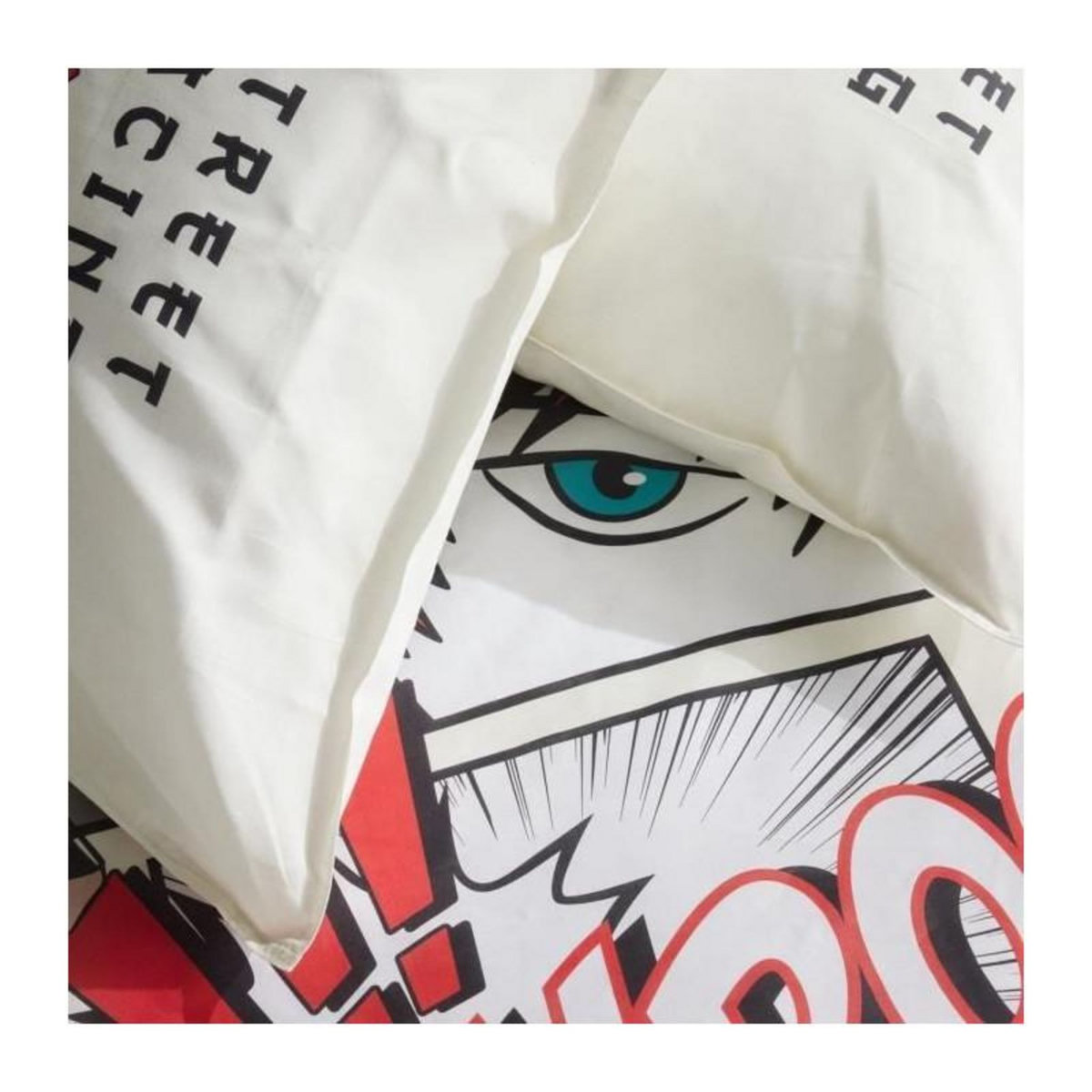 Today Parure de lit - TODAY - JAVA - 2 personnes - 240x220 cm - Coton - Imprimé Street racing - Blanc