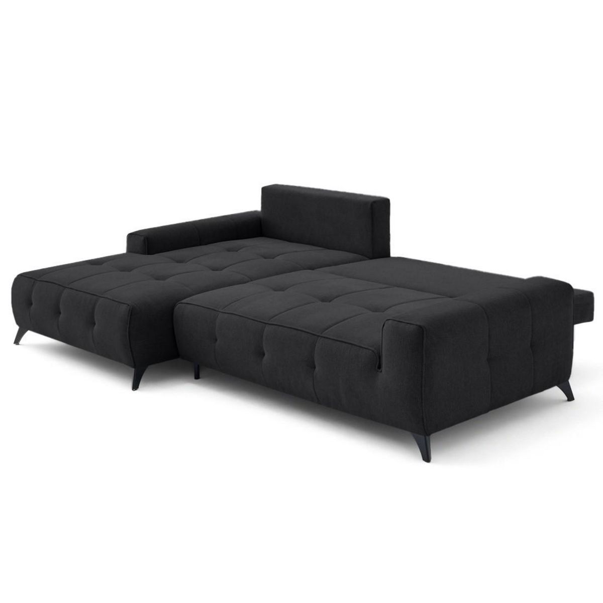 BEST MOBILIER Rimini - canapé d'angle gauche 4 places convertible avec coffre en tissu texturé