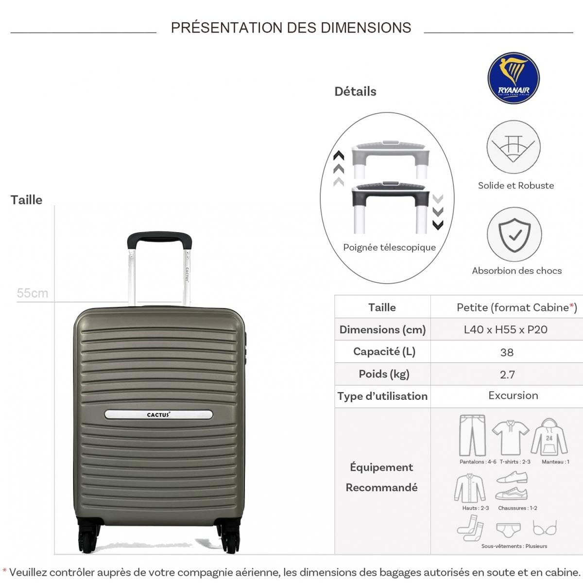 Cactus Valise cabine rigide 55cm