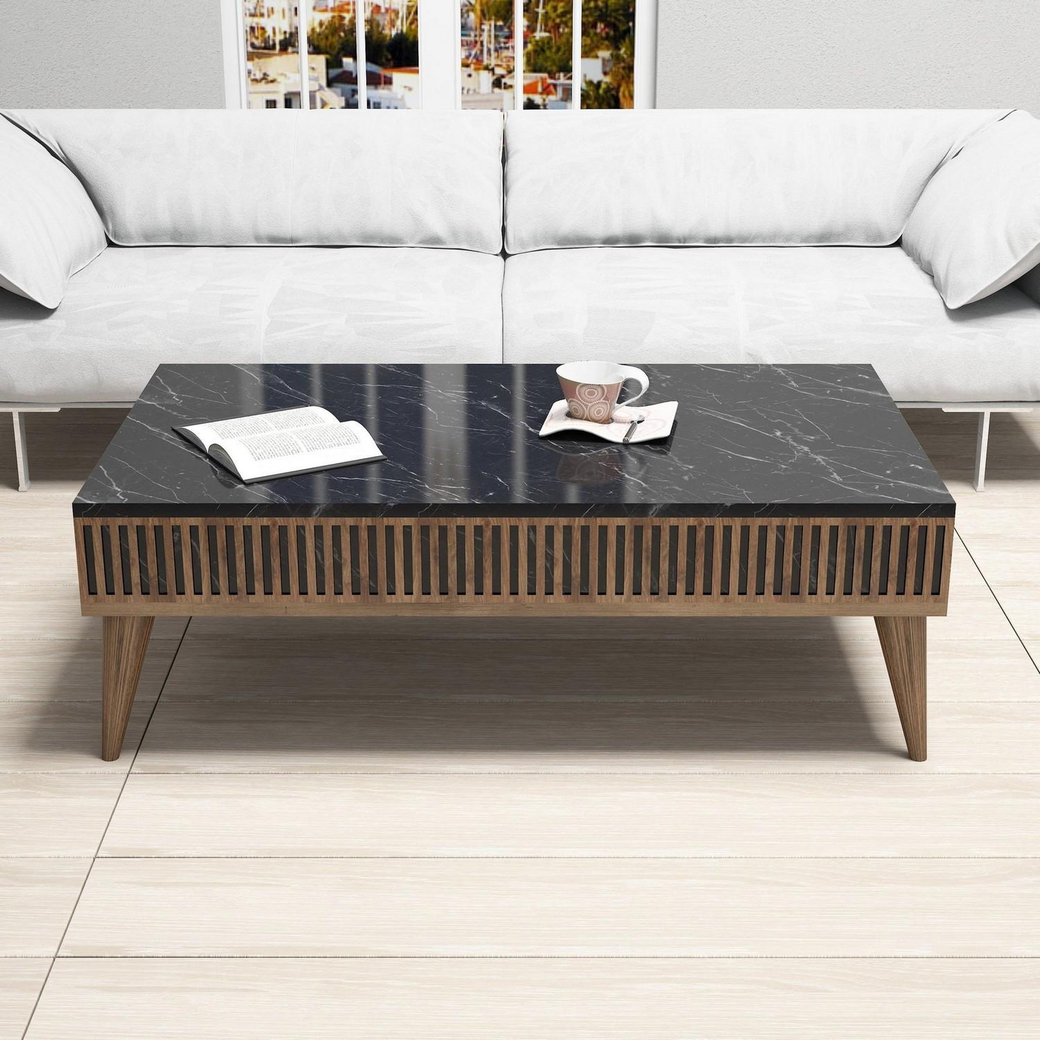 Voir la diapositive 3 : Habitat et Jardin Table basse en bois  milan  - 105 x 60 x 34 cm - noyer, noir