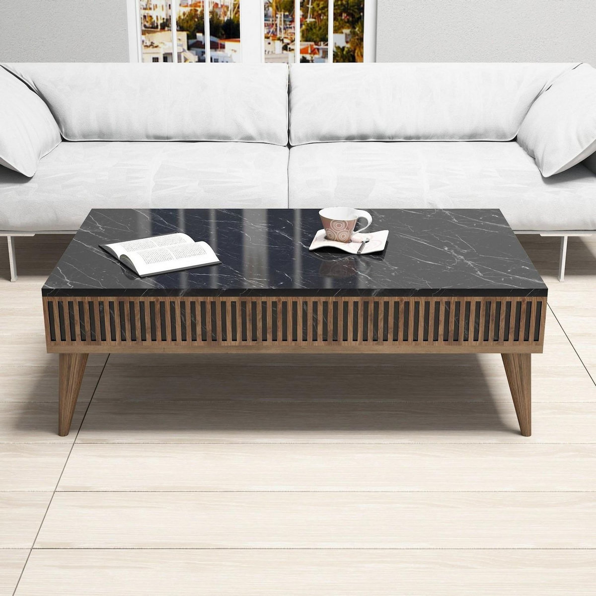 Habitat et Jardin Table basse en bois  Milan  - 105 x 60 x 34 cm - Noyer, Noir