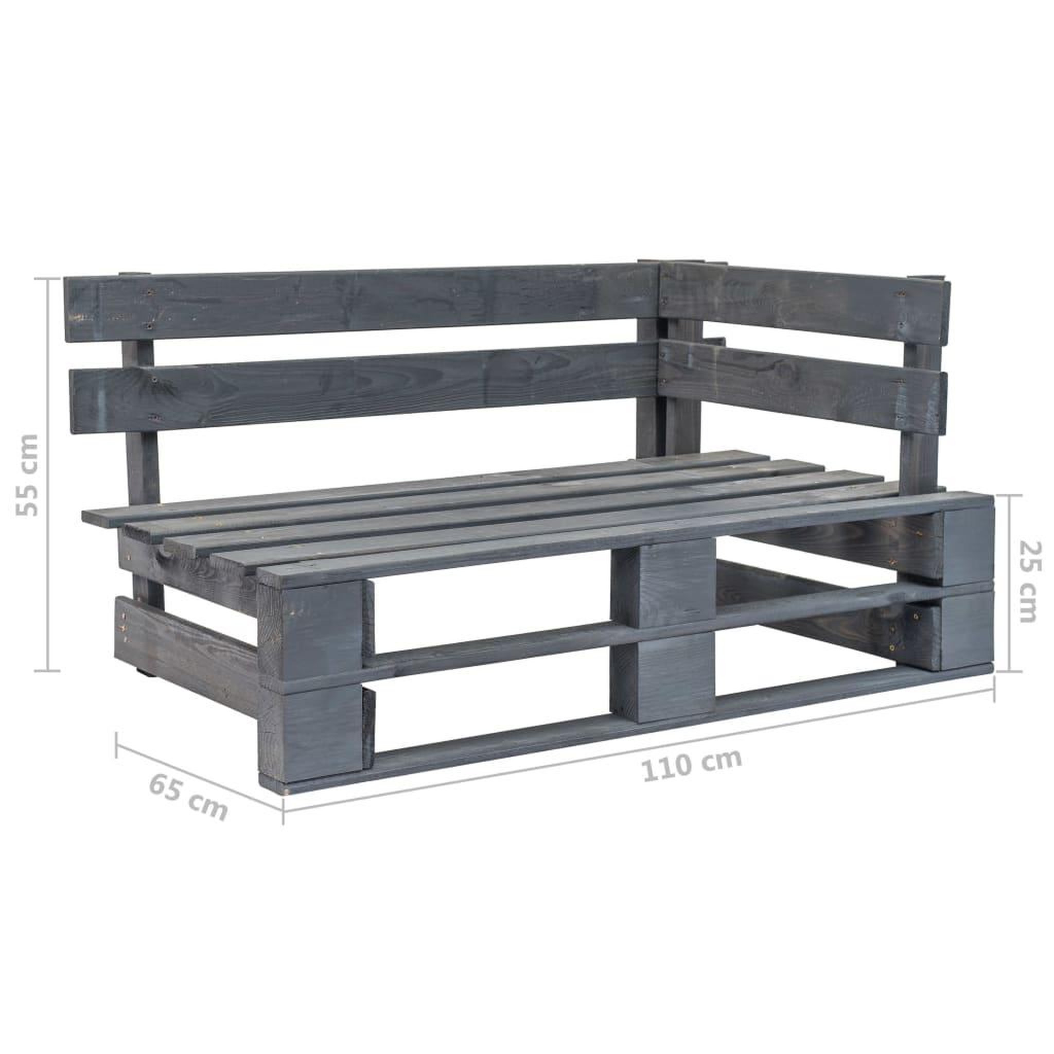 Voir la diapositive 6 : VIDAXL Salon de jardin palette 6pcs avec coussins pin impregne de gris