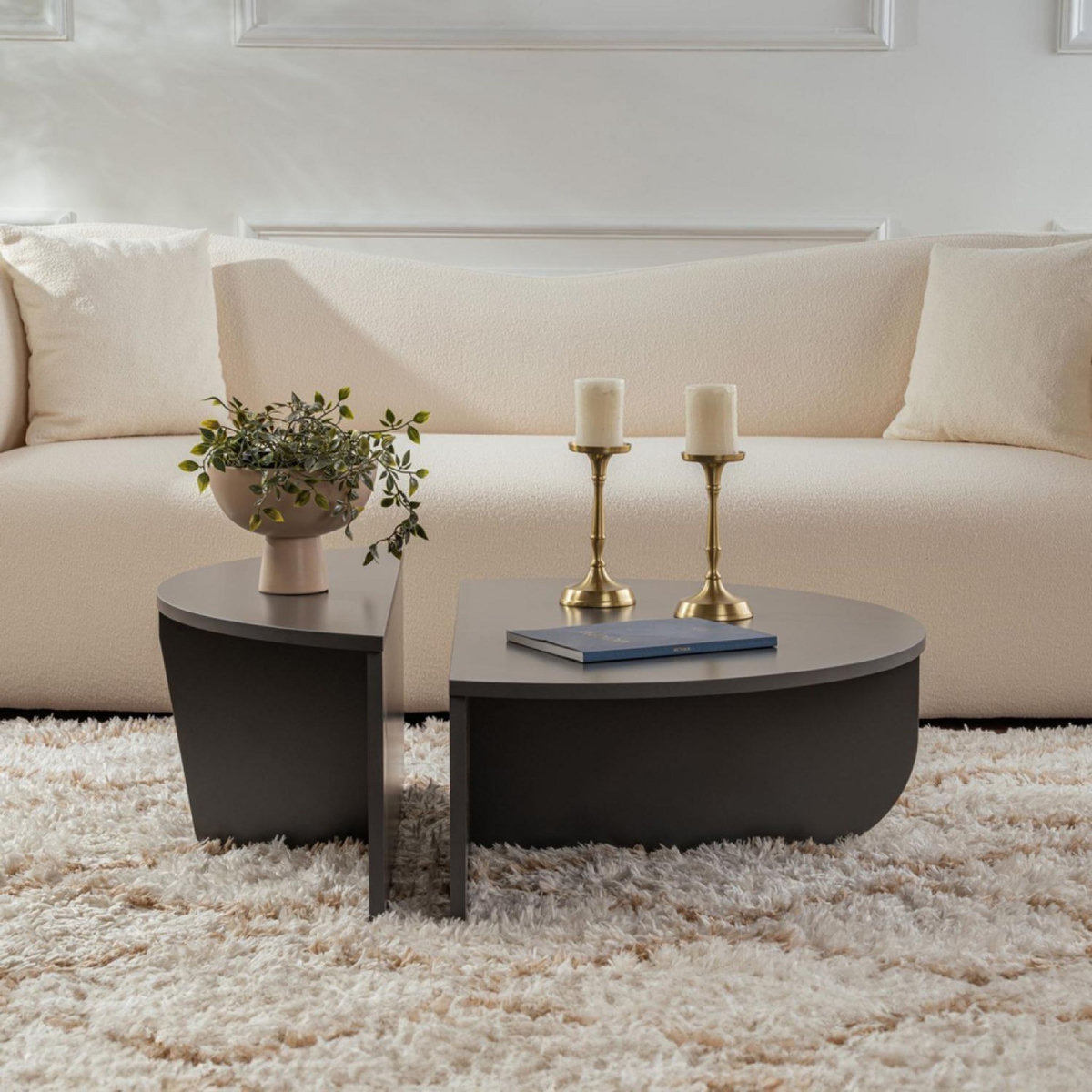 CONCEPT USINE Table basse ronde podium anthracite 90cm VARI