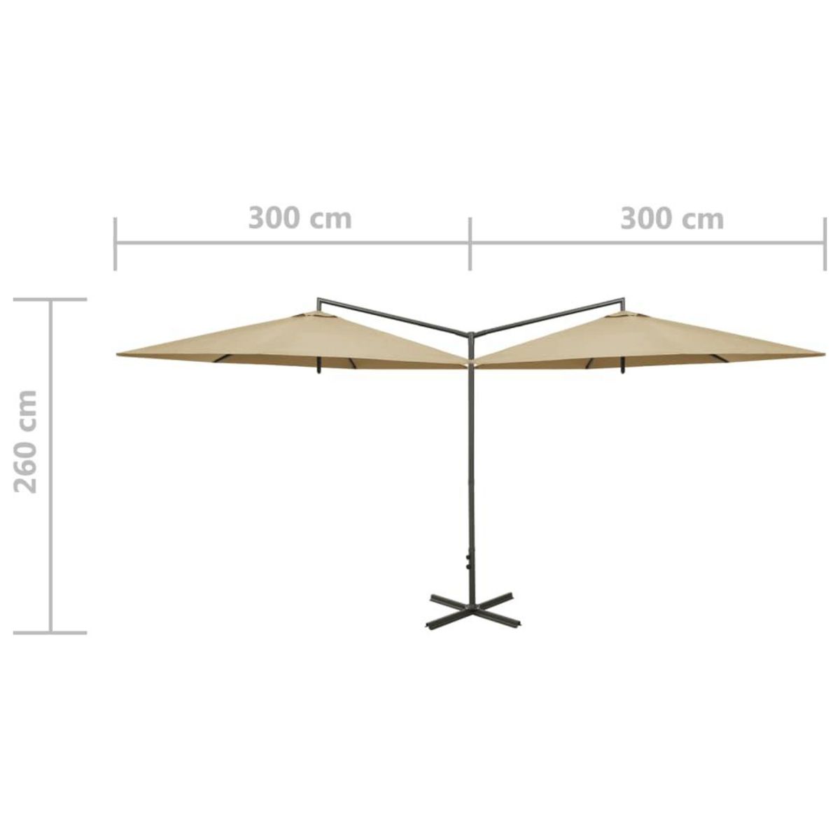 VIDAXL Parasol de jardin double avec mat en acier taupe 600 cm